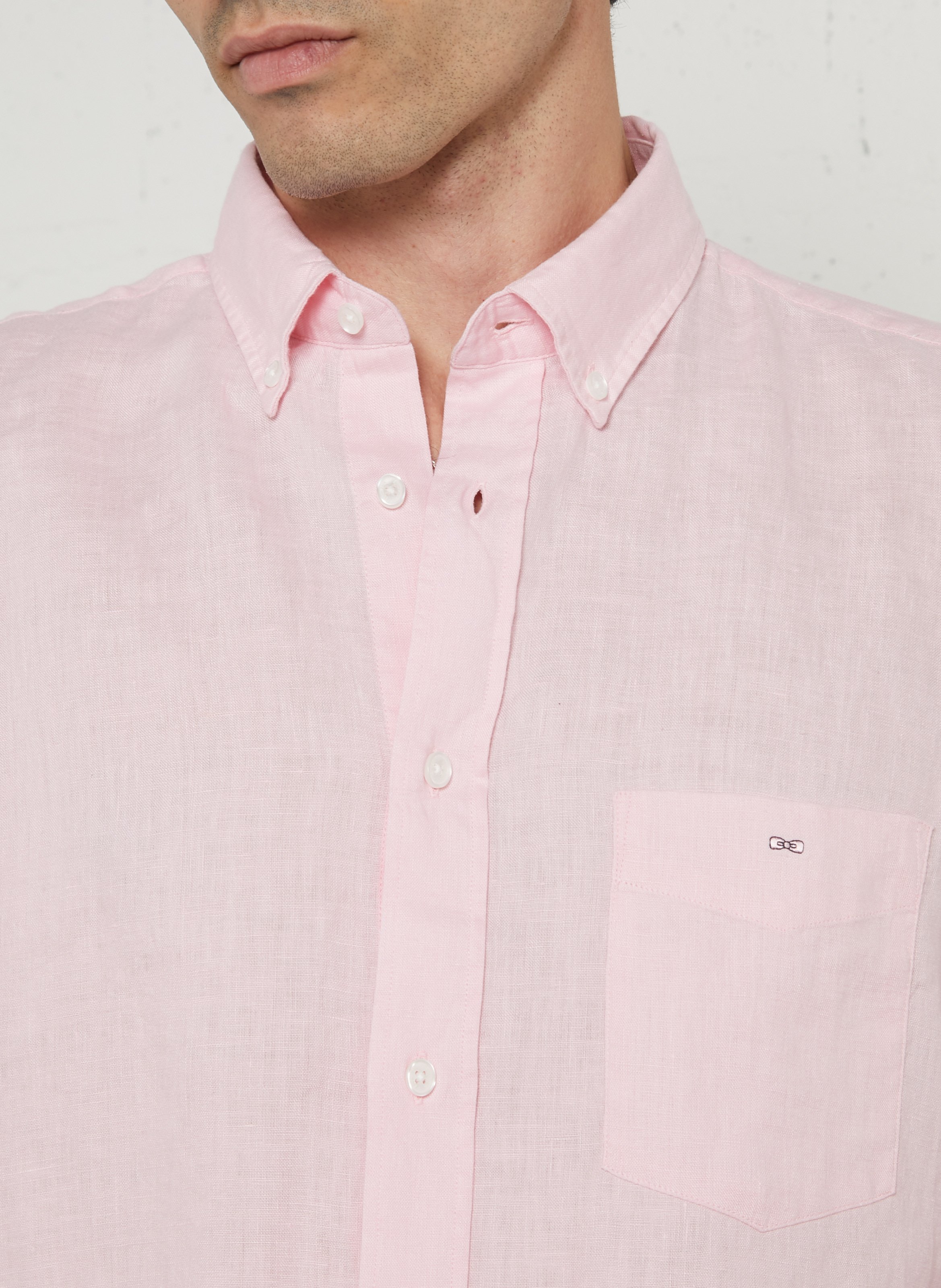 Chemise droite en lin EDEN PARK Rose