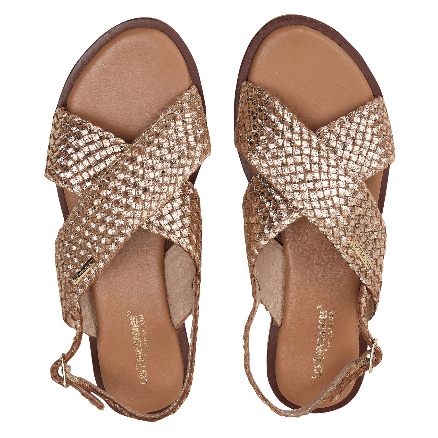 Ballerina's van leer met metallic look LES TROPEZIENNES PAR M.BELARBI Goudkleurig