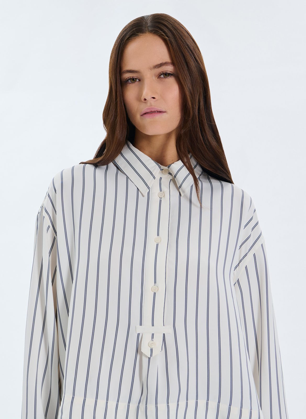 Gestreepte blouse met klassieke kraag ZAPA Wit