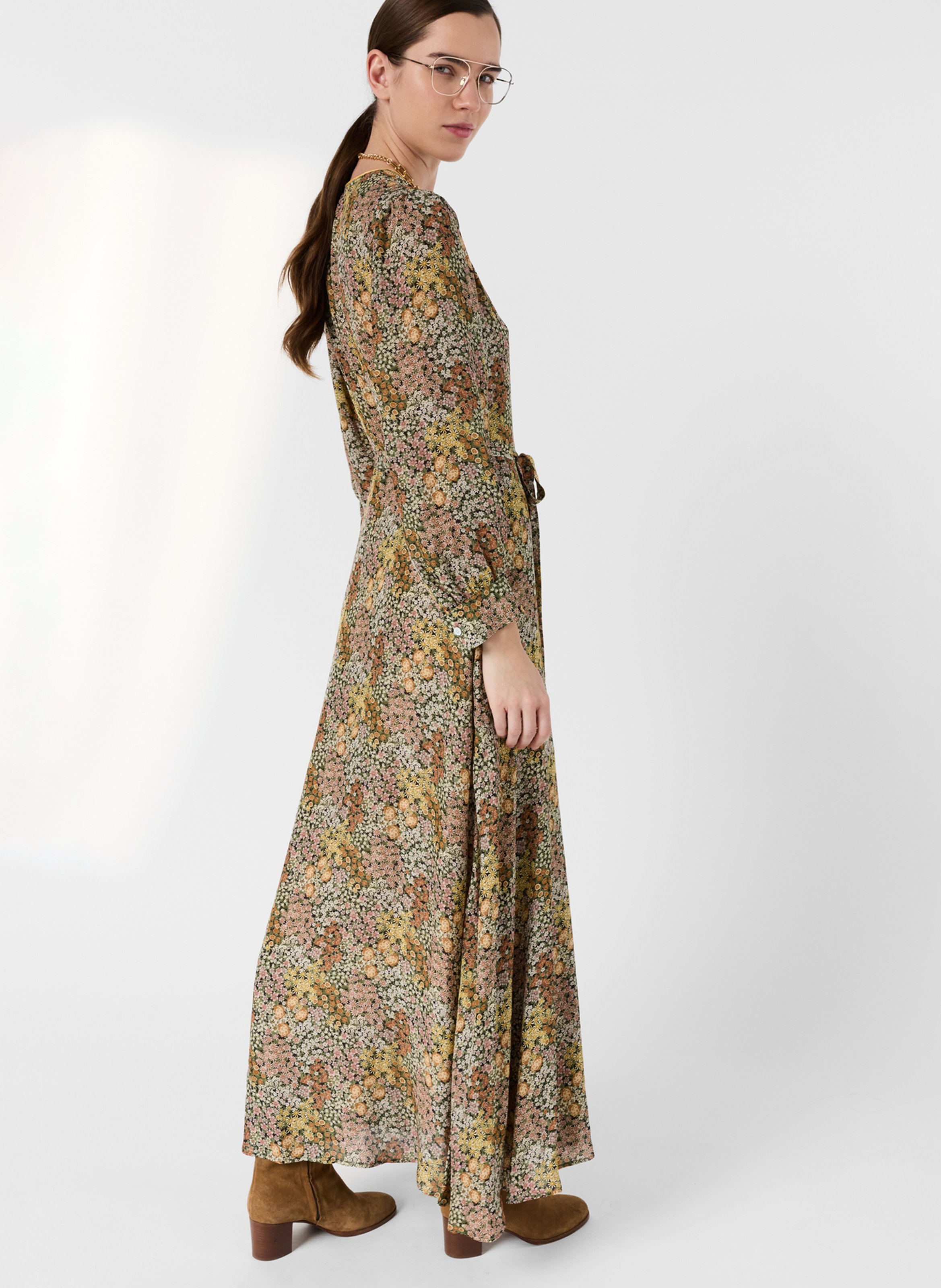 Robe longue col V mprimé GERARD DAREL Rosa