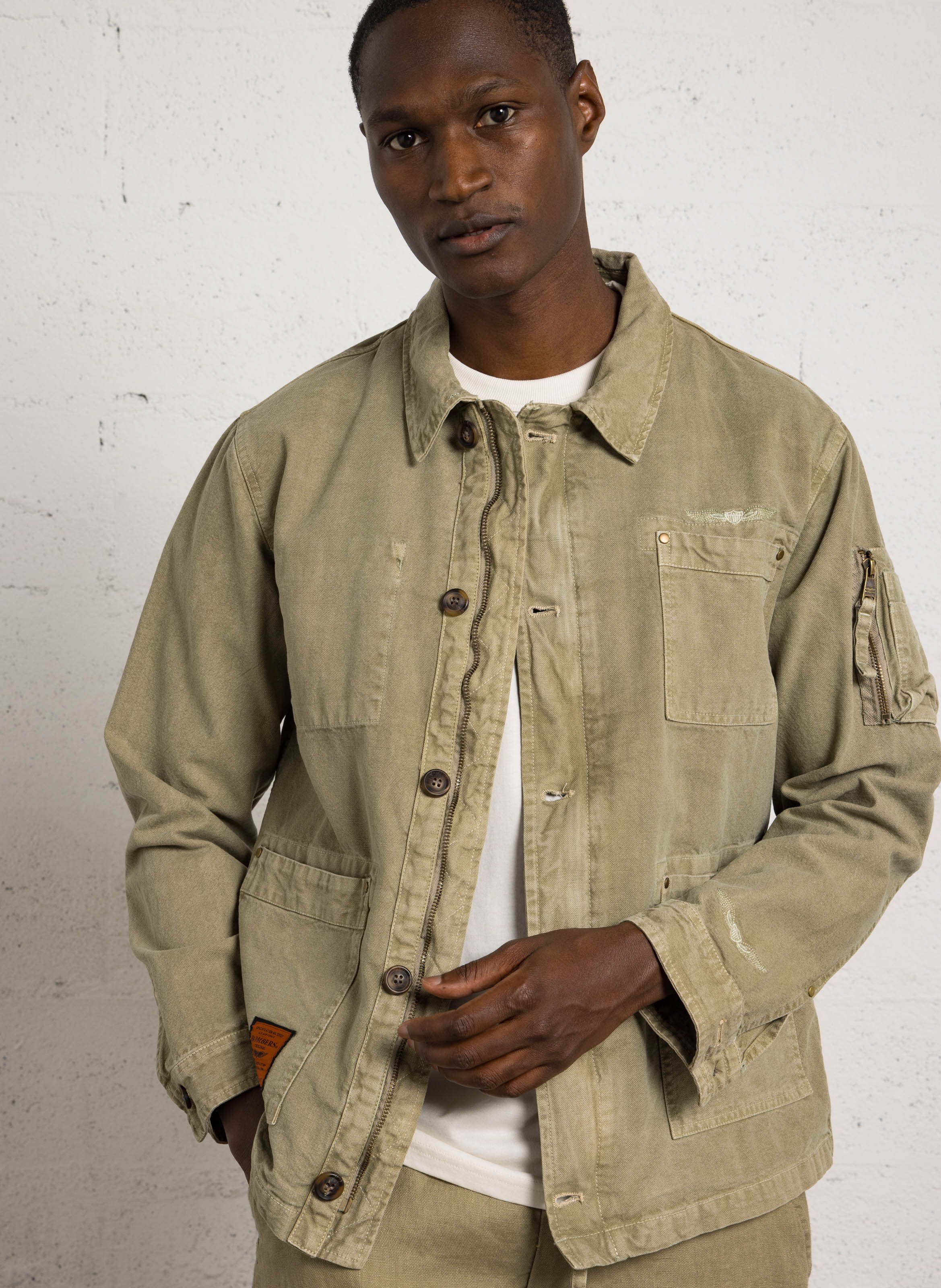 Sobrecamisa recta de algodón BOMBERS ORIGINAL Marron