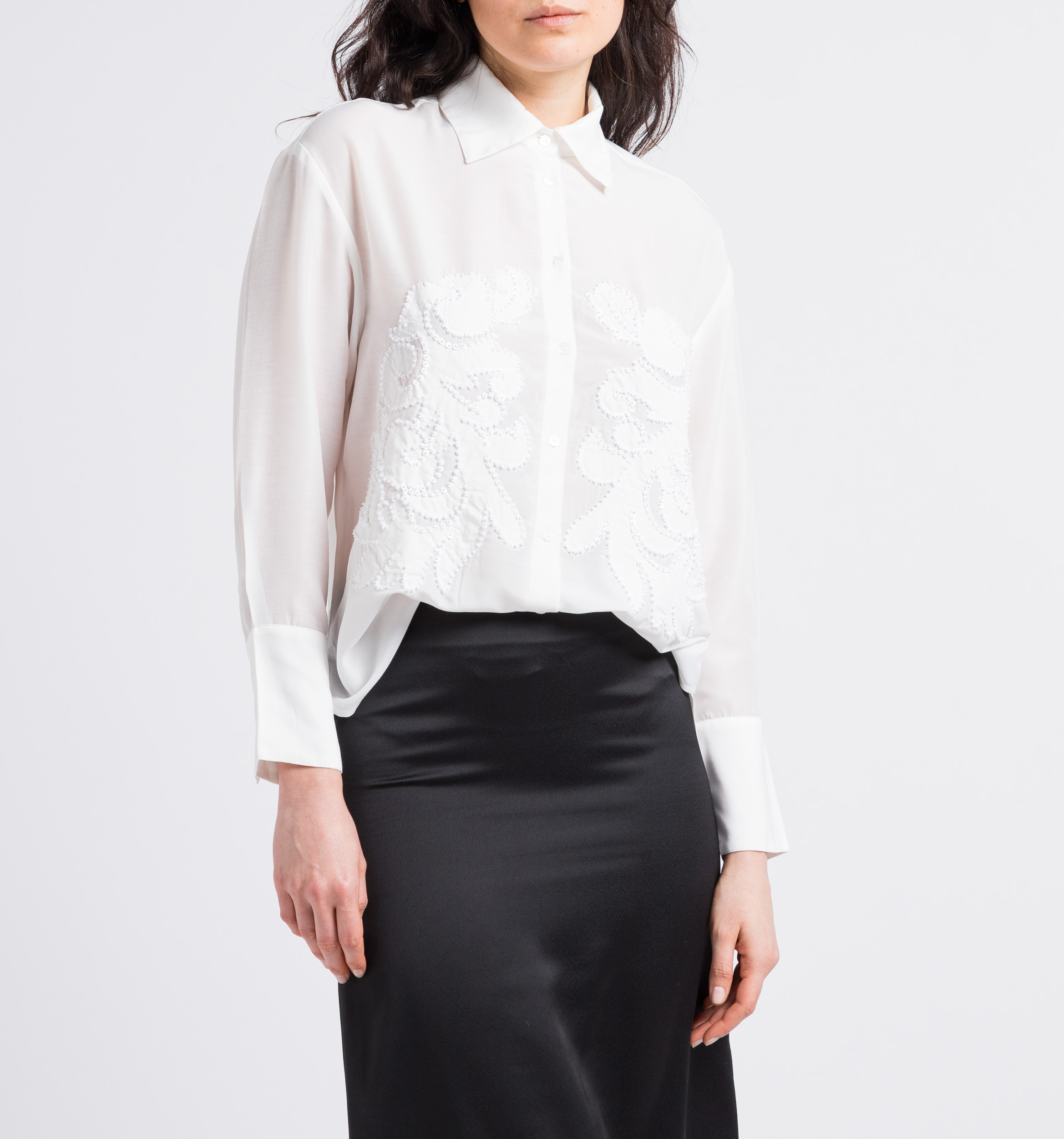 Gerade geschnittene Bluse mit Stickerei MAX&Co. Weiss