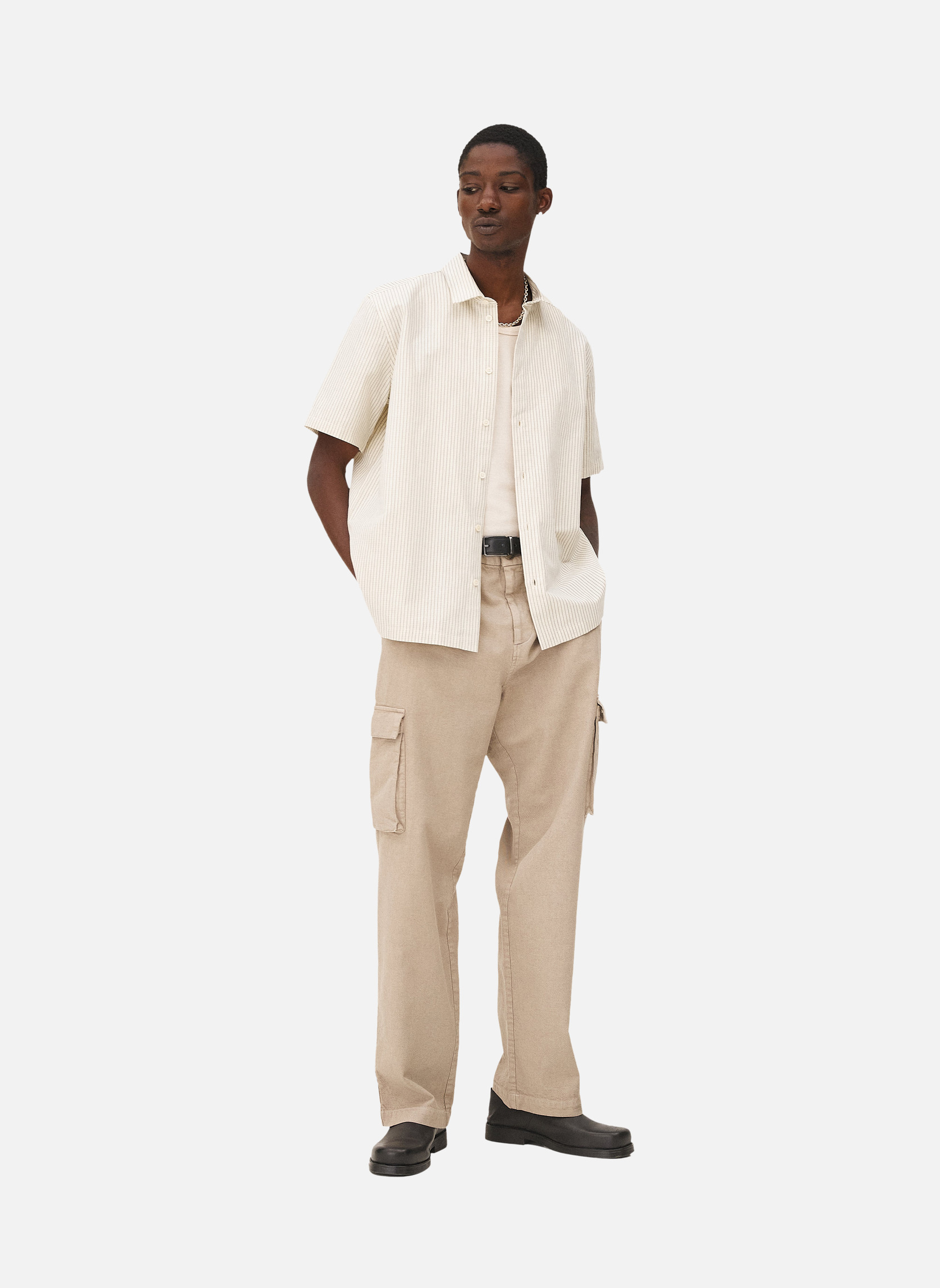 Fitted shirt Rio ecru stripes Noyoco Red