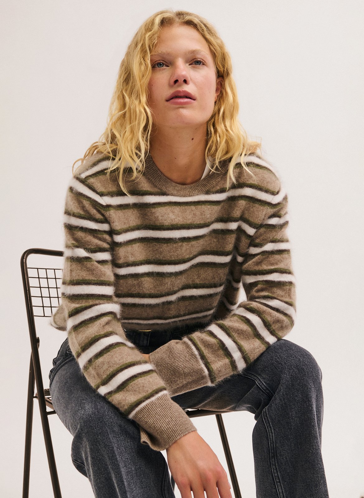 Wool striped sweater PABLO Green
