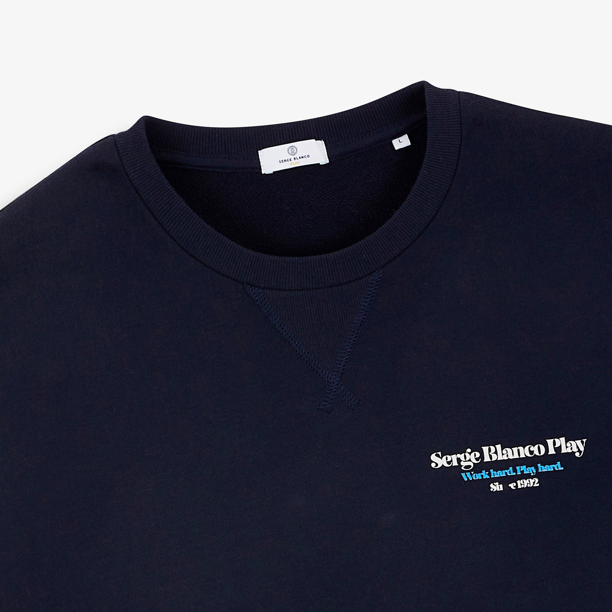 Round neck sweatshirt with Friends & Fun print SERGE BLANCO Blue