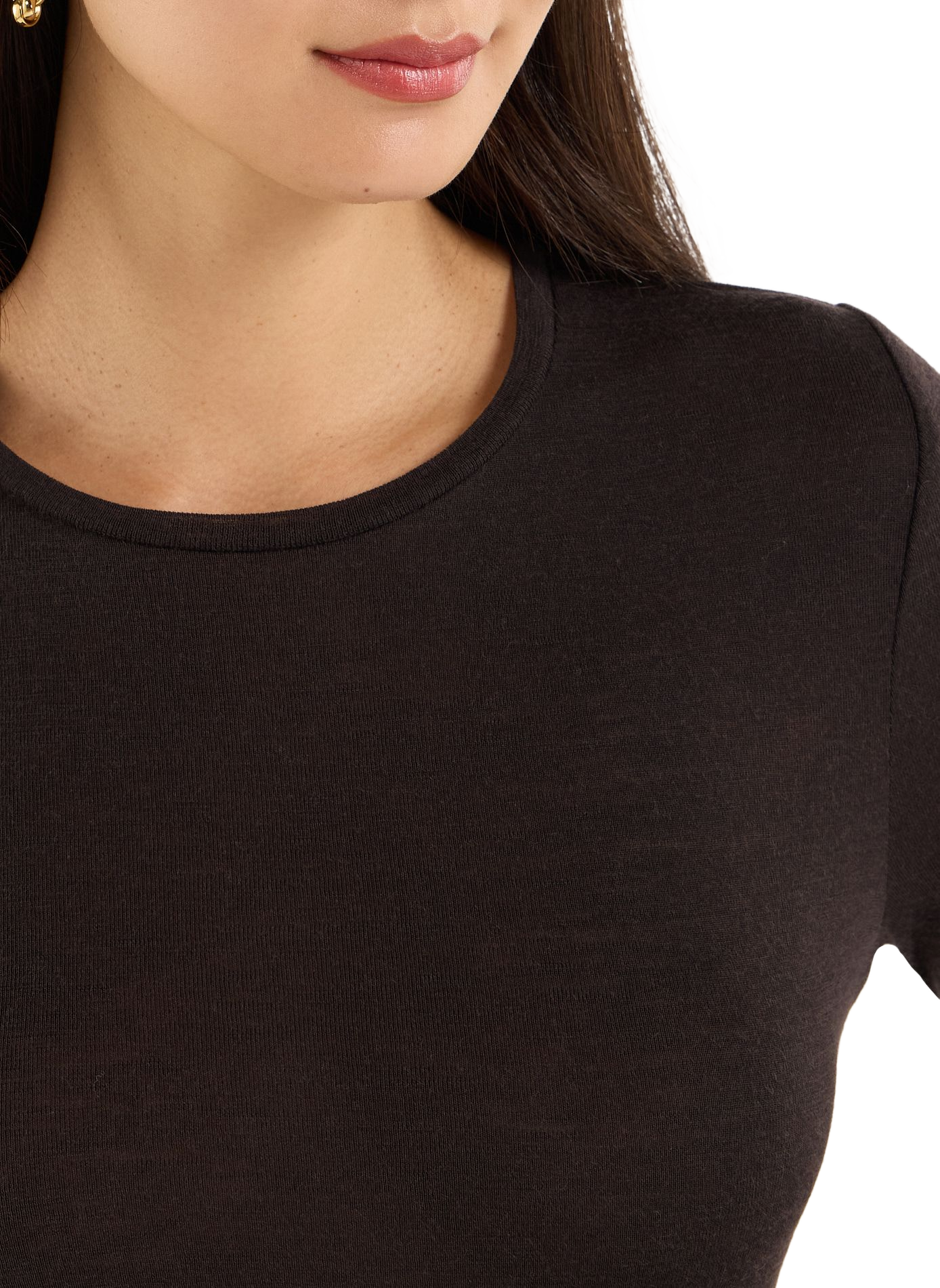 Solid round-neck wool sweater bora SAISON 1865 Brown
