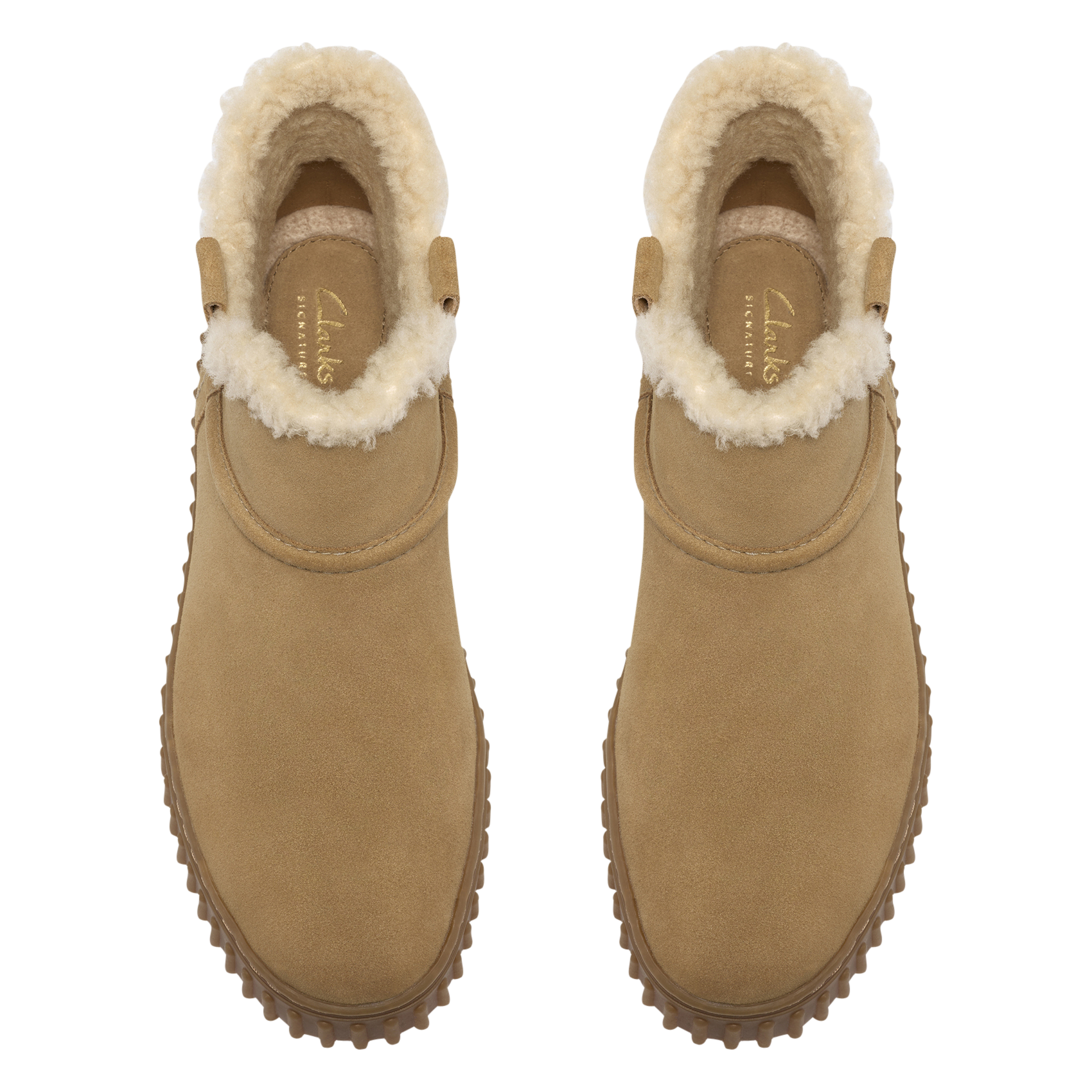 Gevoerde enkellaarzen van leer CLARKS Beige