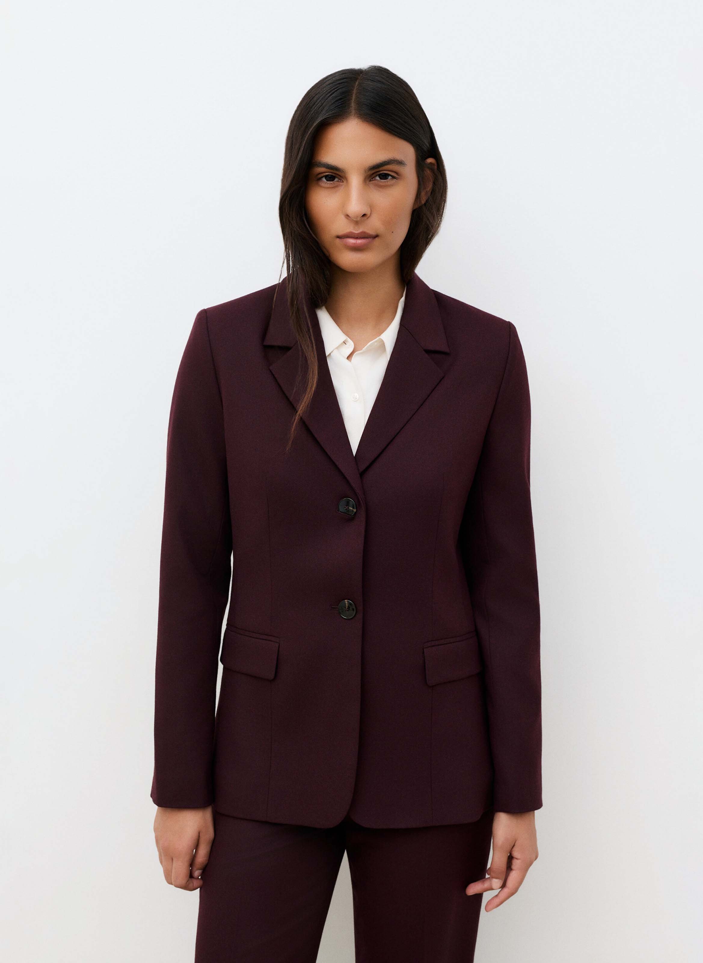 Veste droite col tailleur CAROLL Rouge