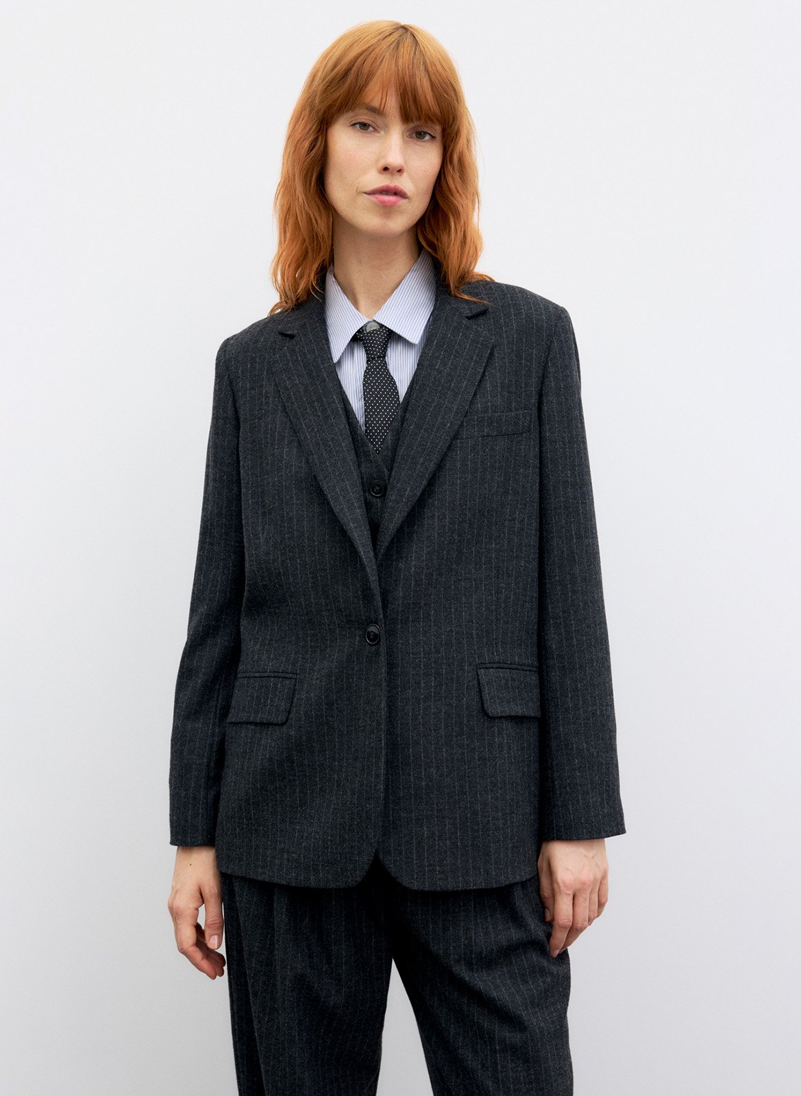 Veste droite en flanelle rayée GERARD DAREL Gris