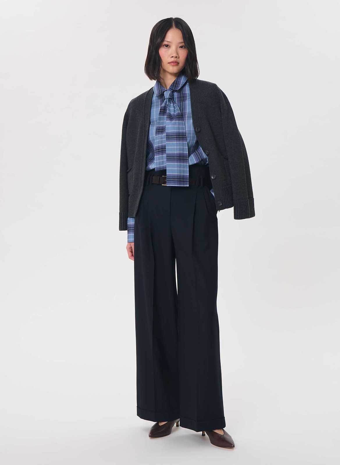 Chemise droite en coton à carreaux TARA JARMON Bleu