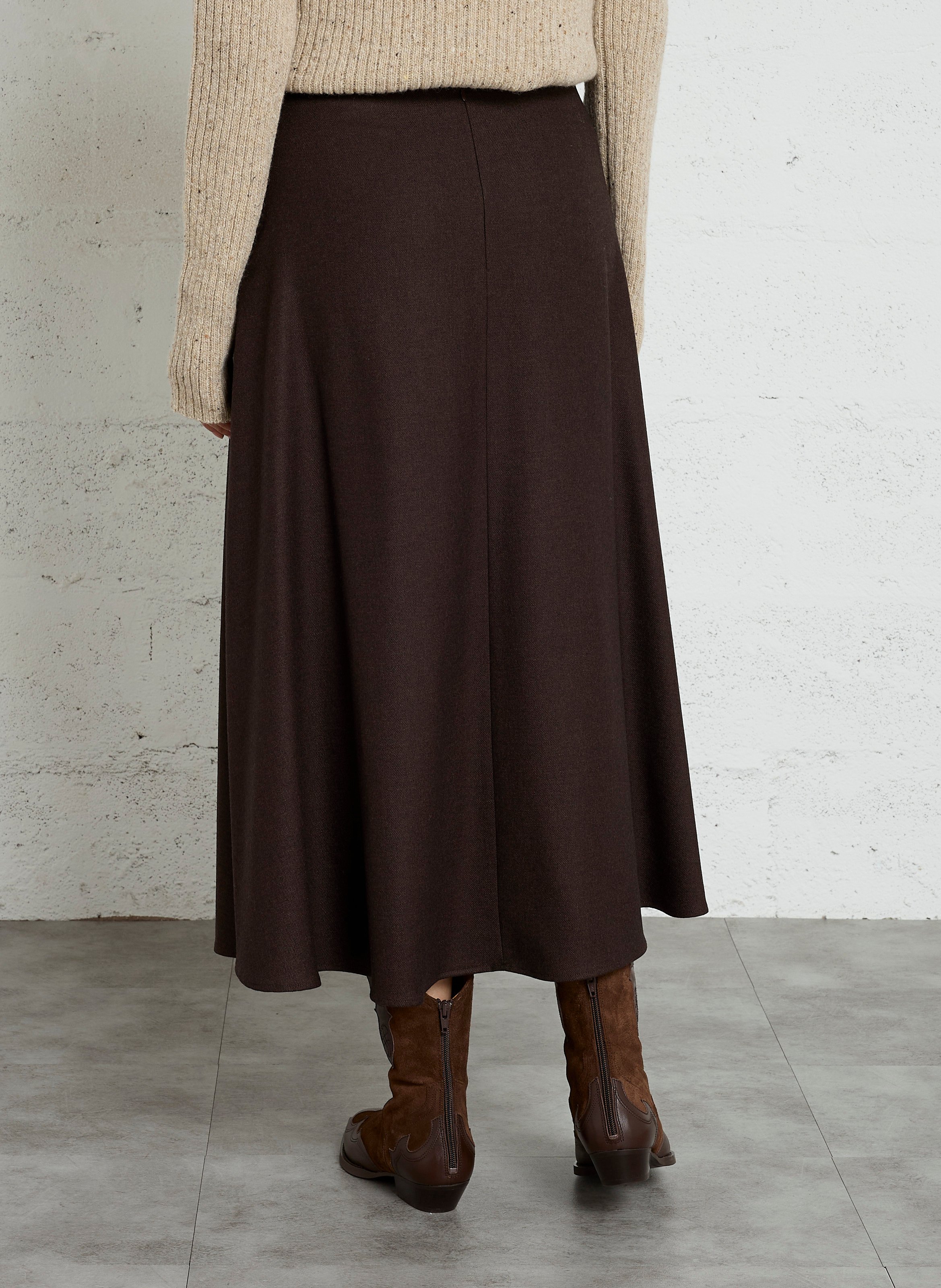 Long flared skirt DIEGA Brown