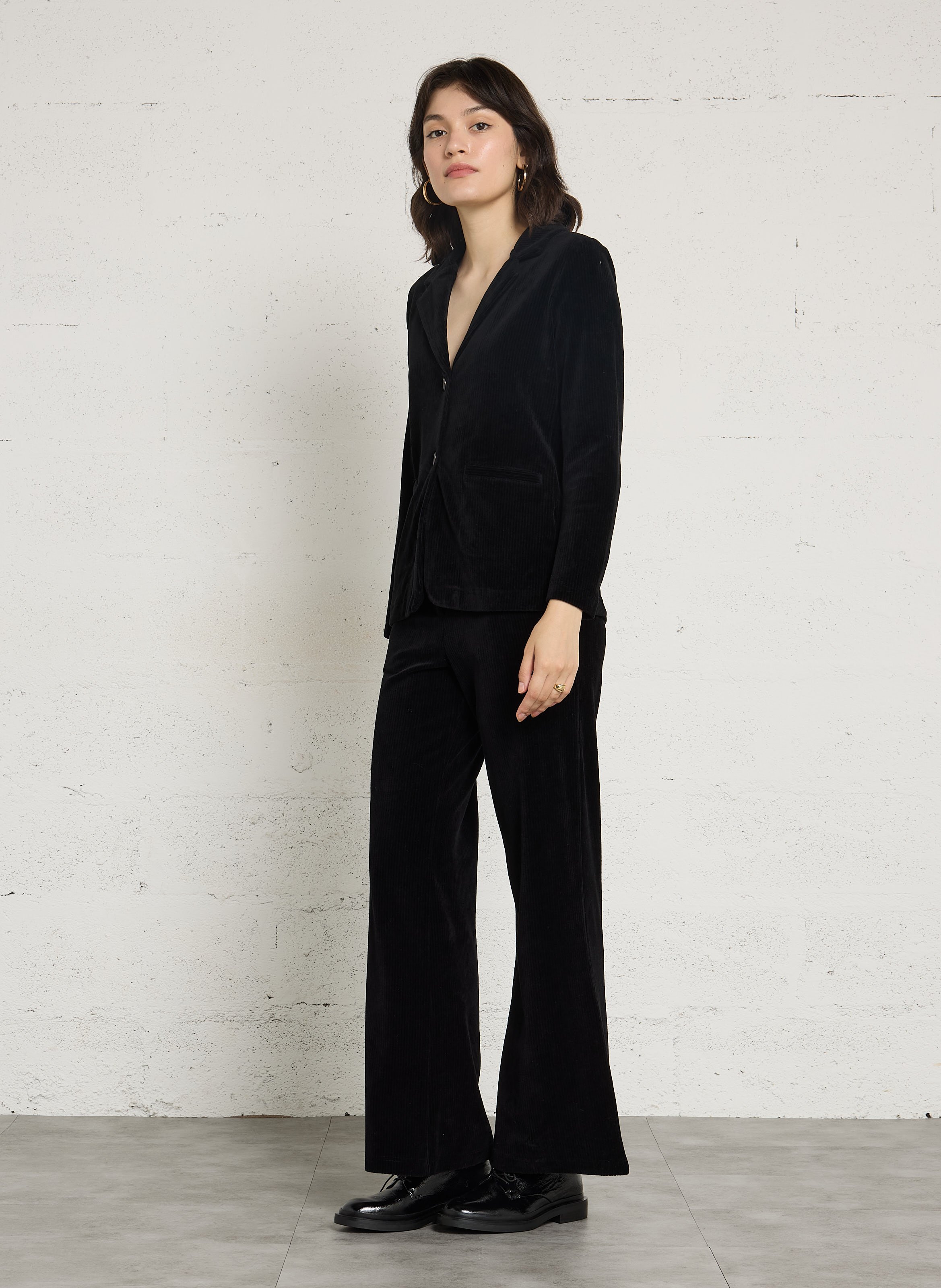 Samthose aus gemischtem Baumwollcord-Samt NICE THINGS Schwarz