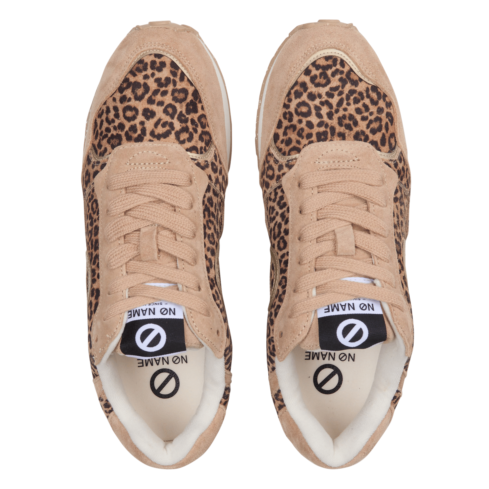 Lage sneakers met dierenprint van suèdeleer NO NAME Beige