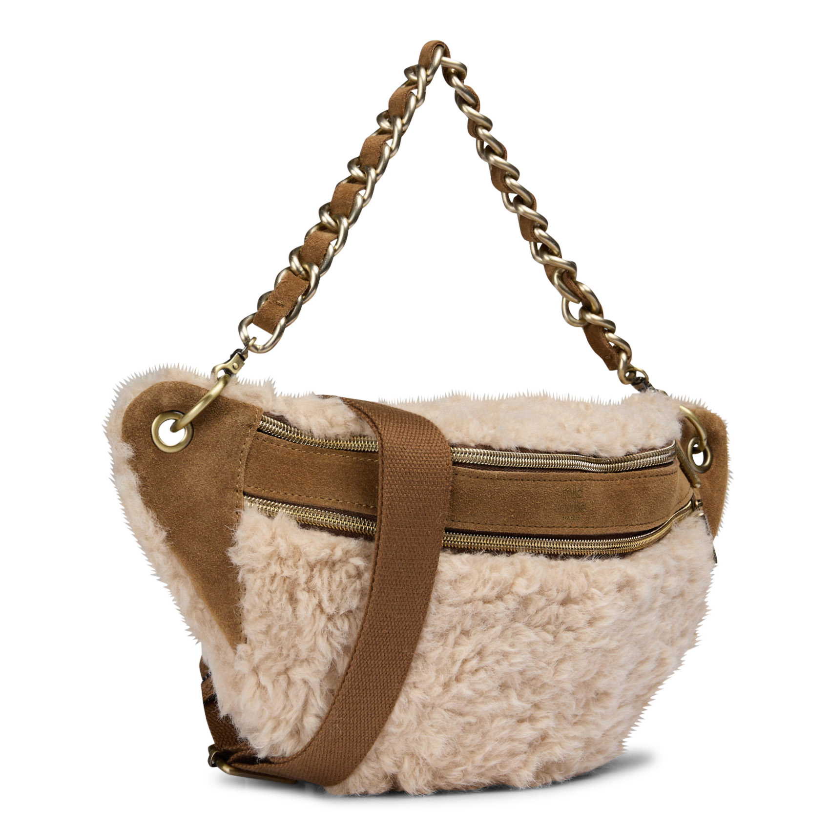 Gürteltasche mit Fell-Effekt MILA LOUISE Beige