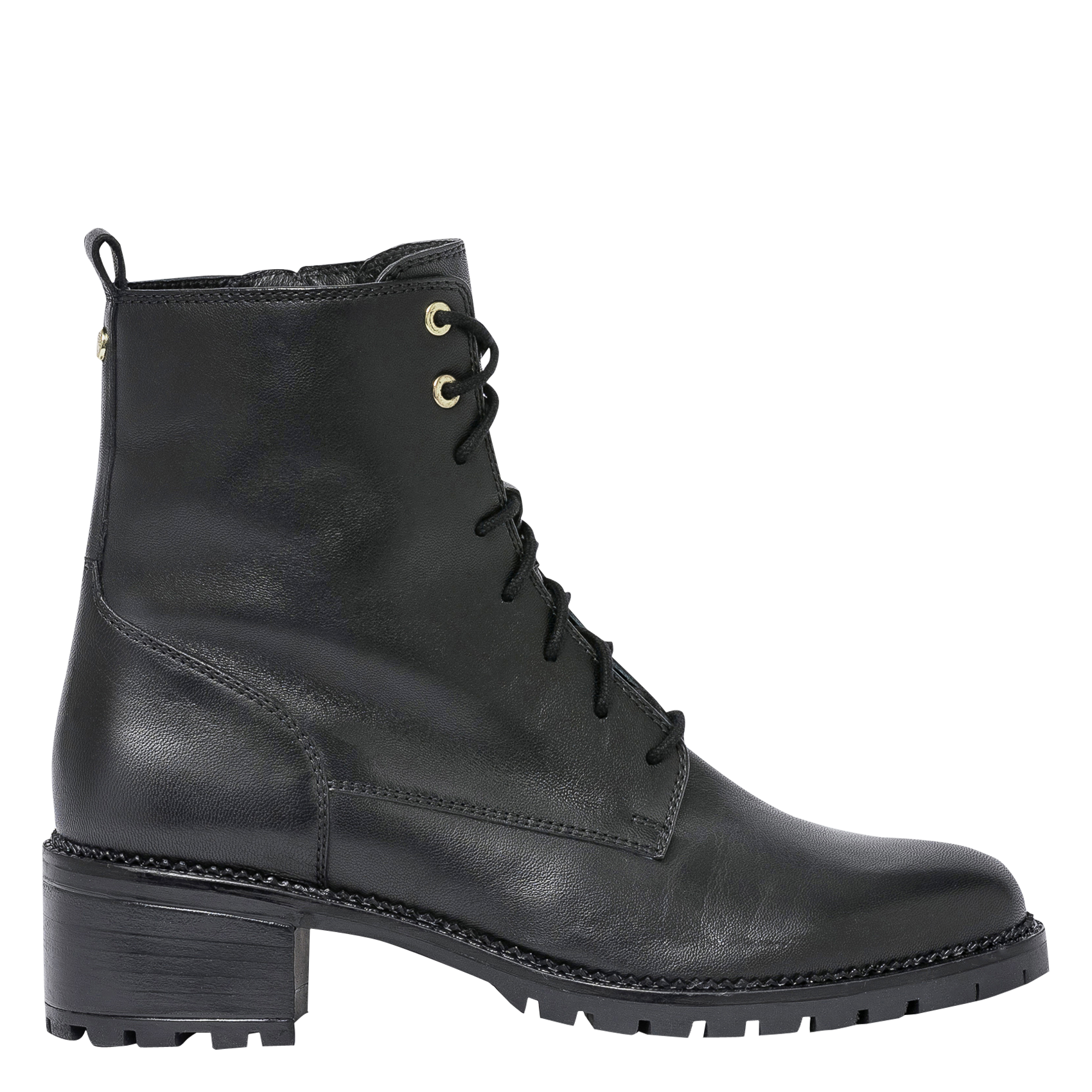 MARAWILA-Boots en cuir lisse à lacets BOCAGE Noir