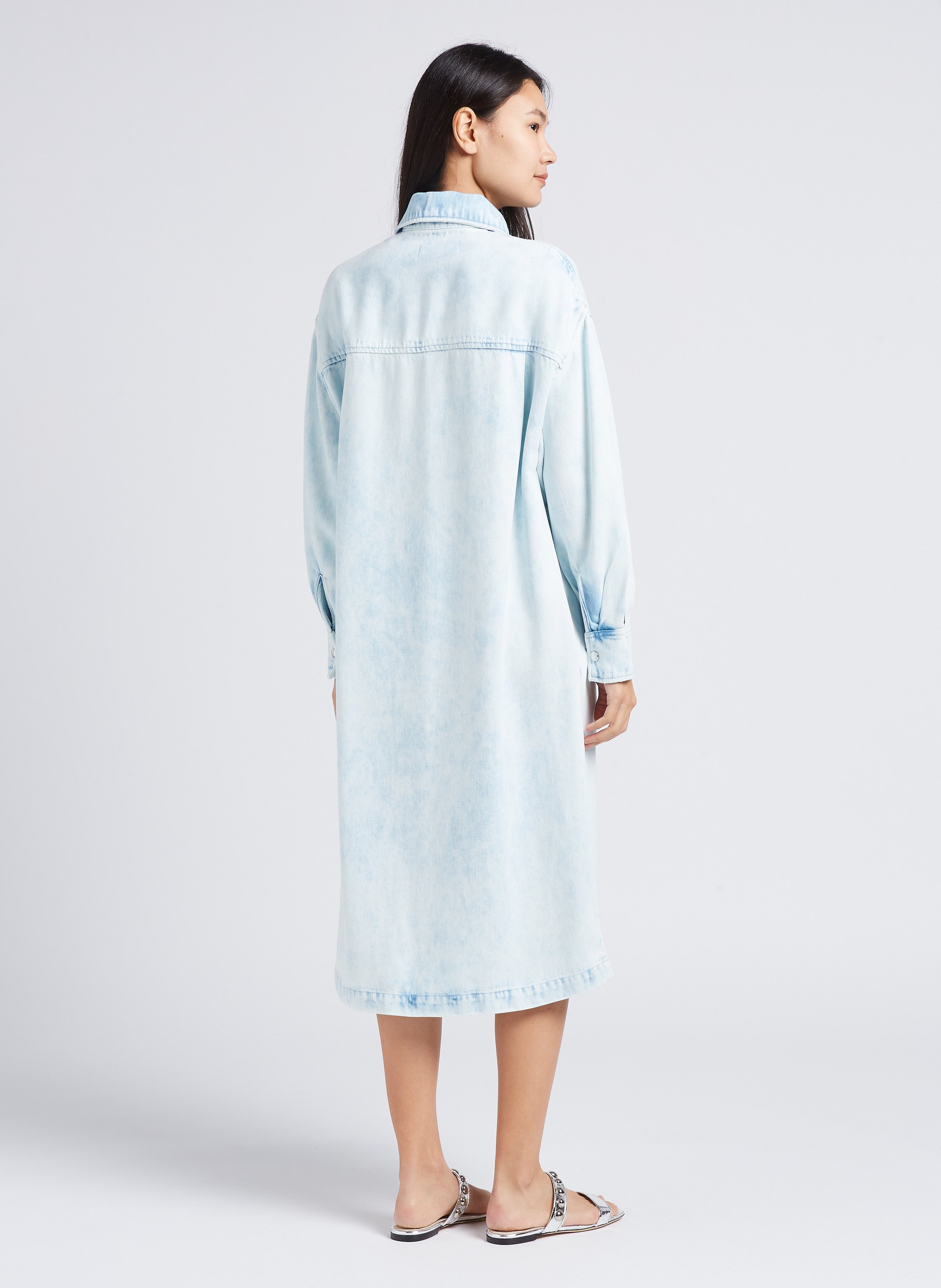 Denim midi dress with classic collar IRO Blue