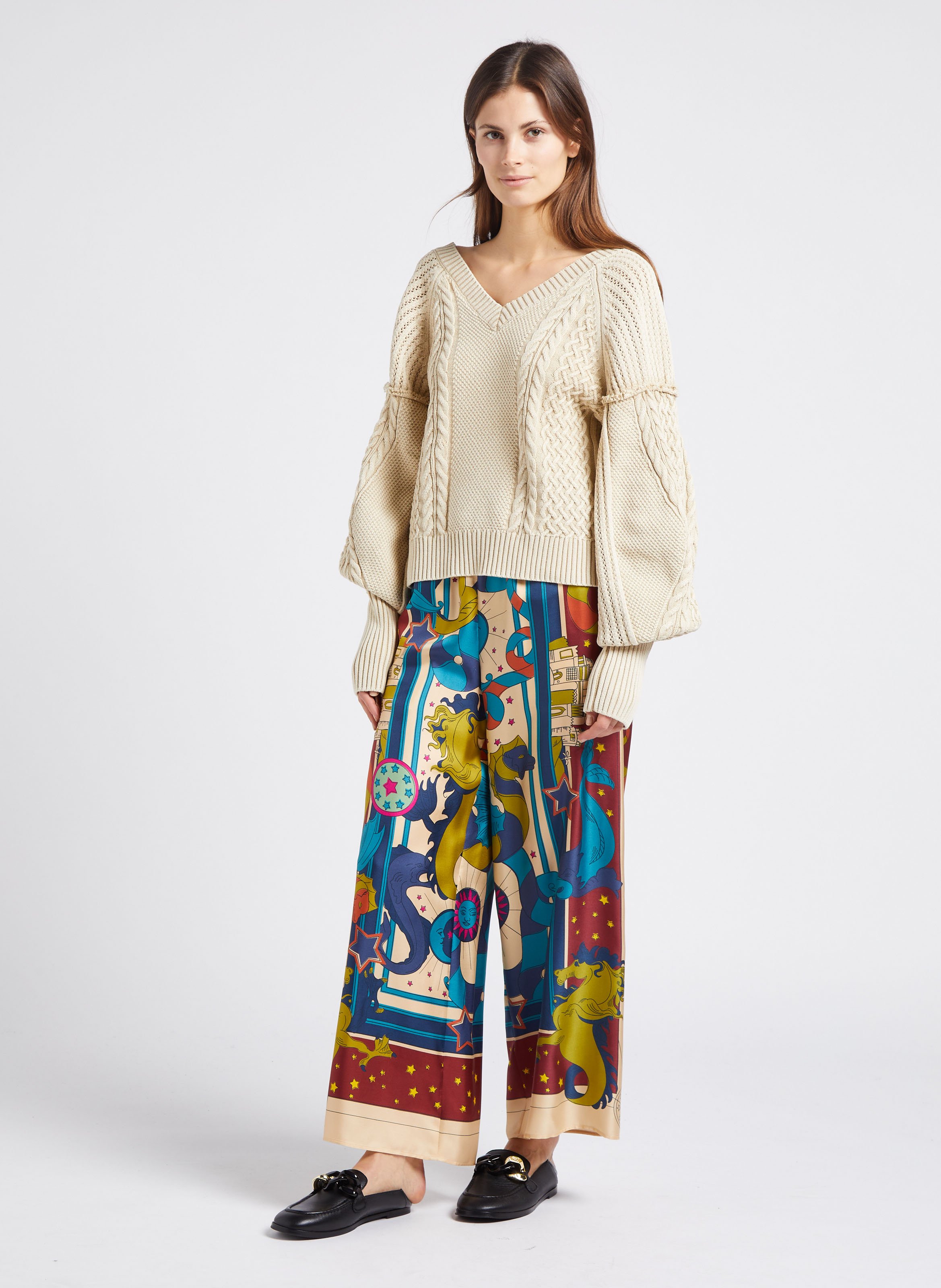 Loose-fit V-neck sweater MES DEMOISELLES Beige