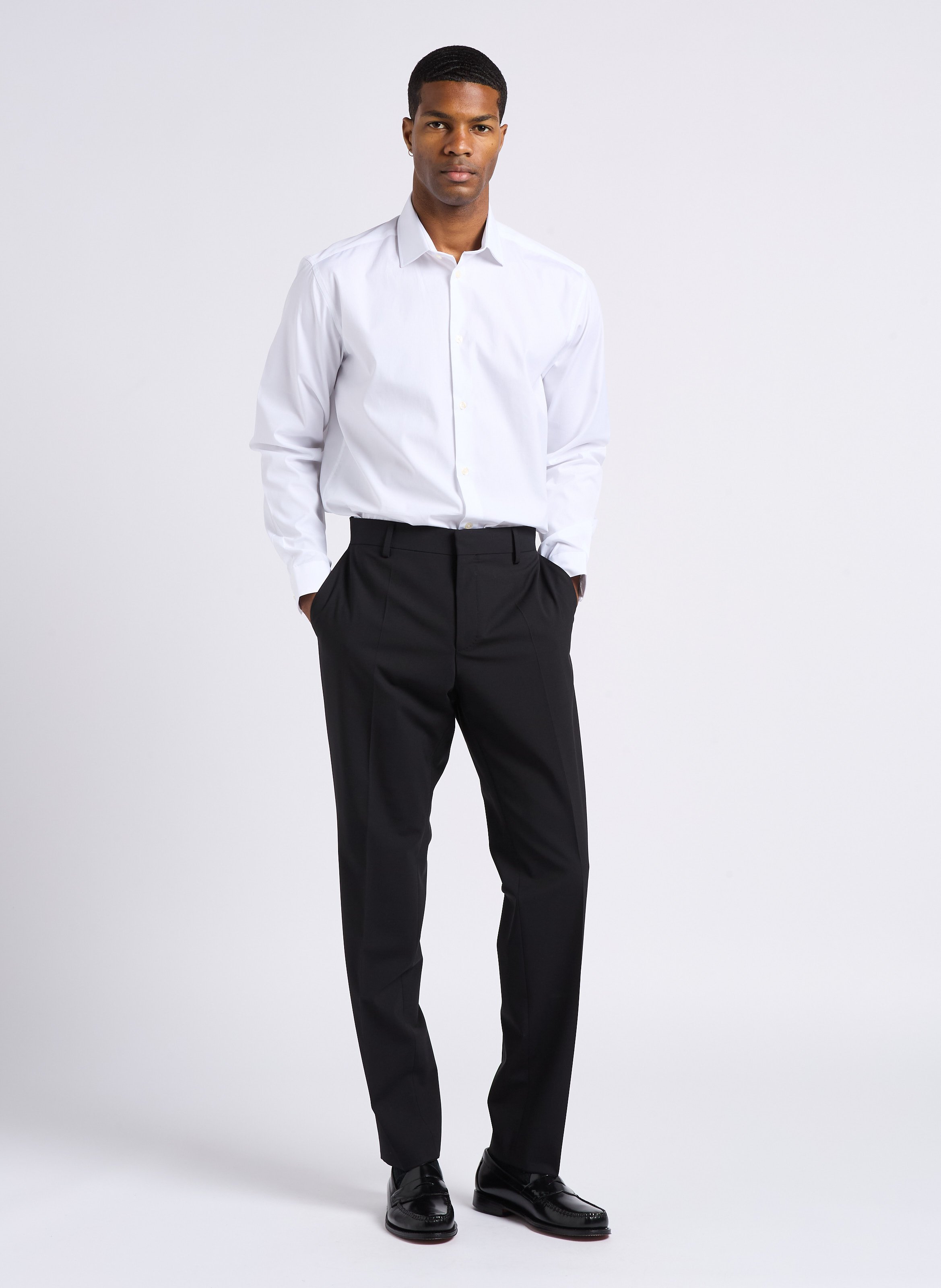 Straight cotton shirt with classic collar AU PRINTEMPS PARIS White