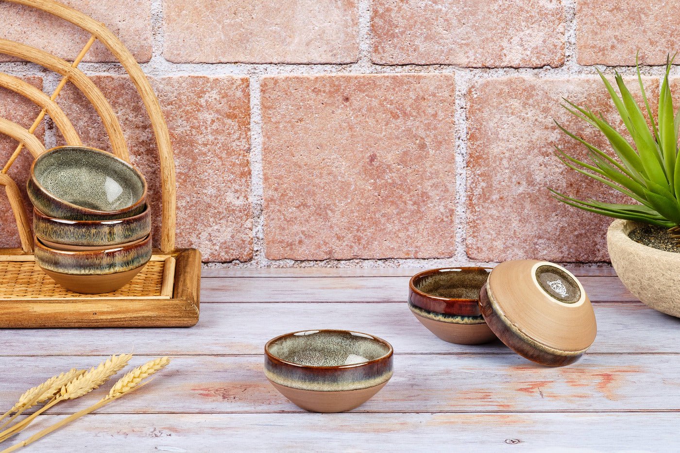 Stoneware bowl - 6 pieces BJORN Brown