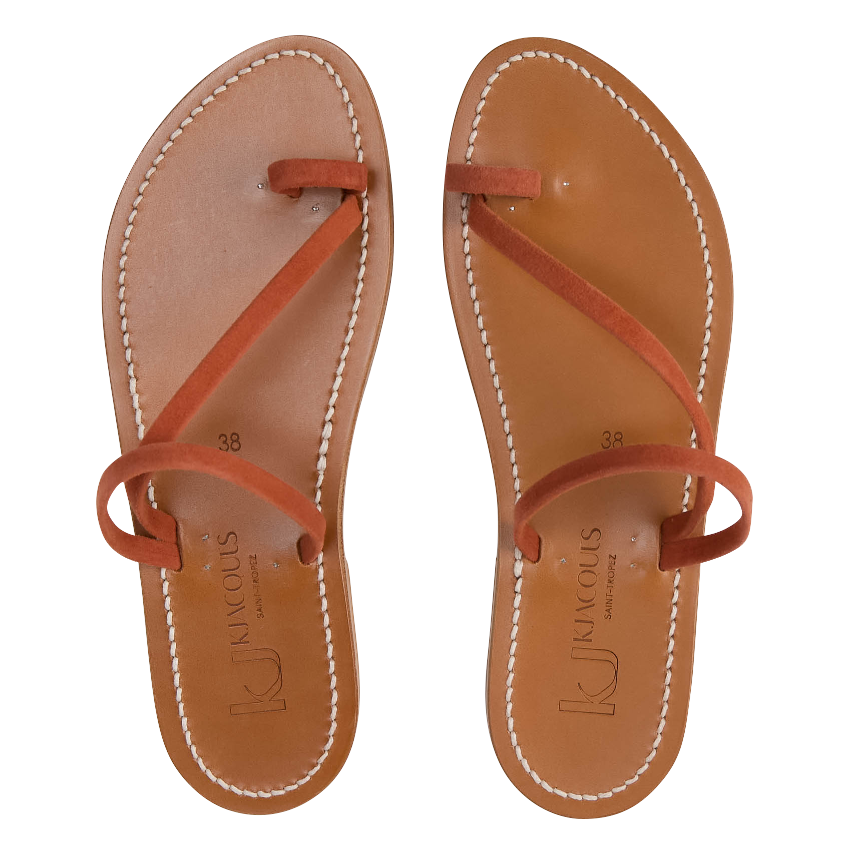 Aouda flat leather sandals K JACQUES Red