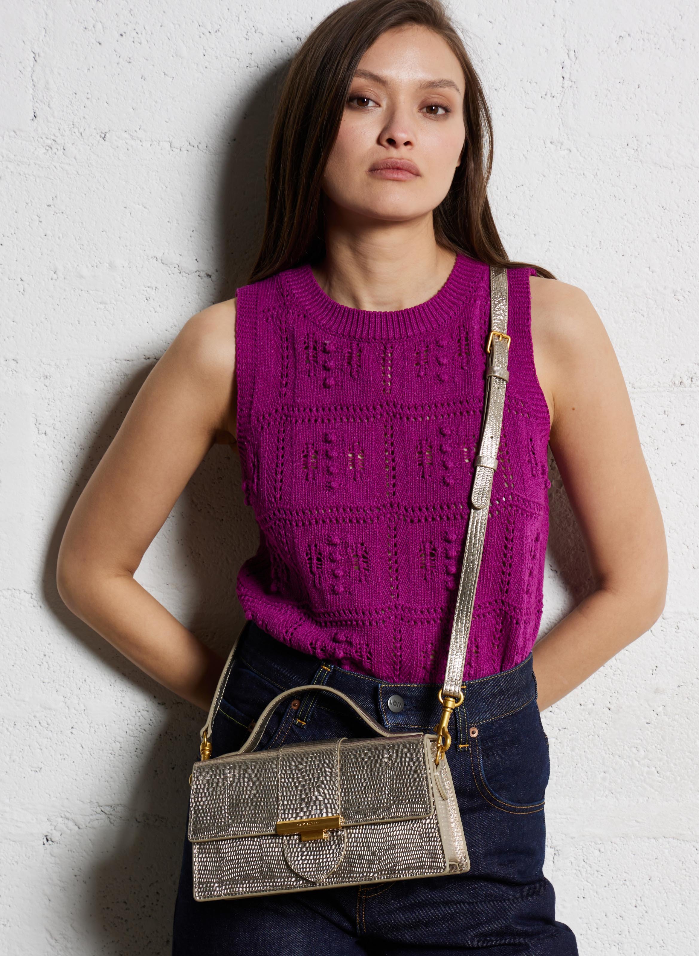 Baguette-Tasche aus genarbtem Leder LANCASTER PARIS Beige