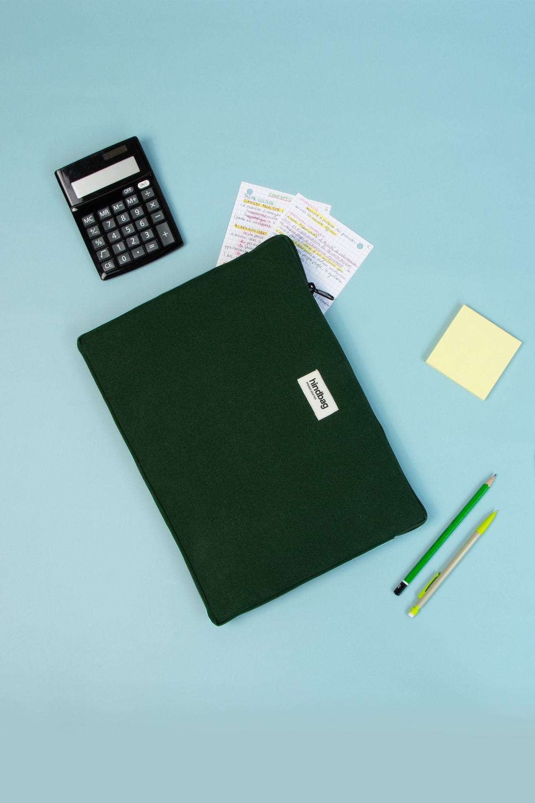 Cotton laptop sleeve with shock-absorbing foam HINDBAG Green