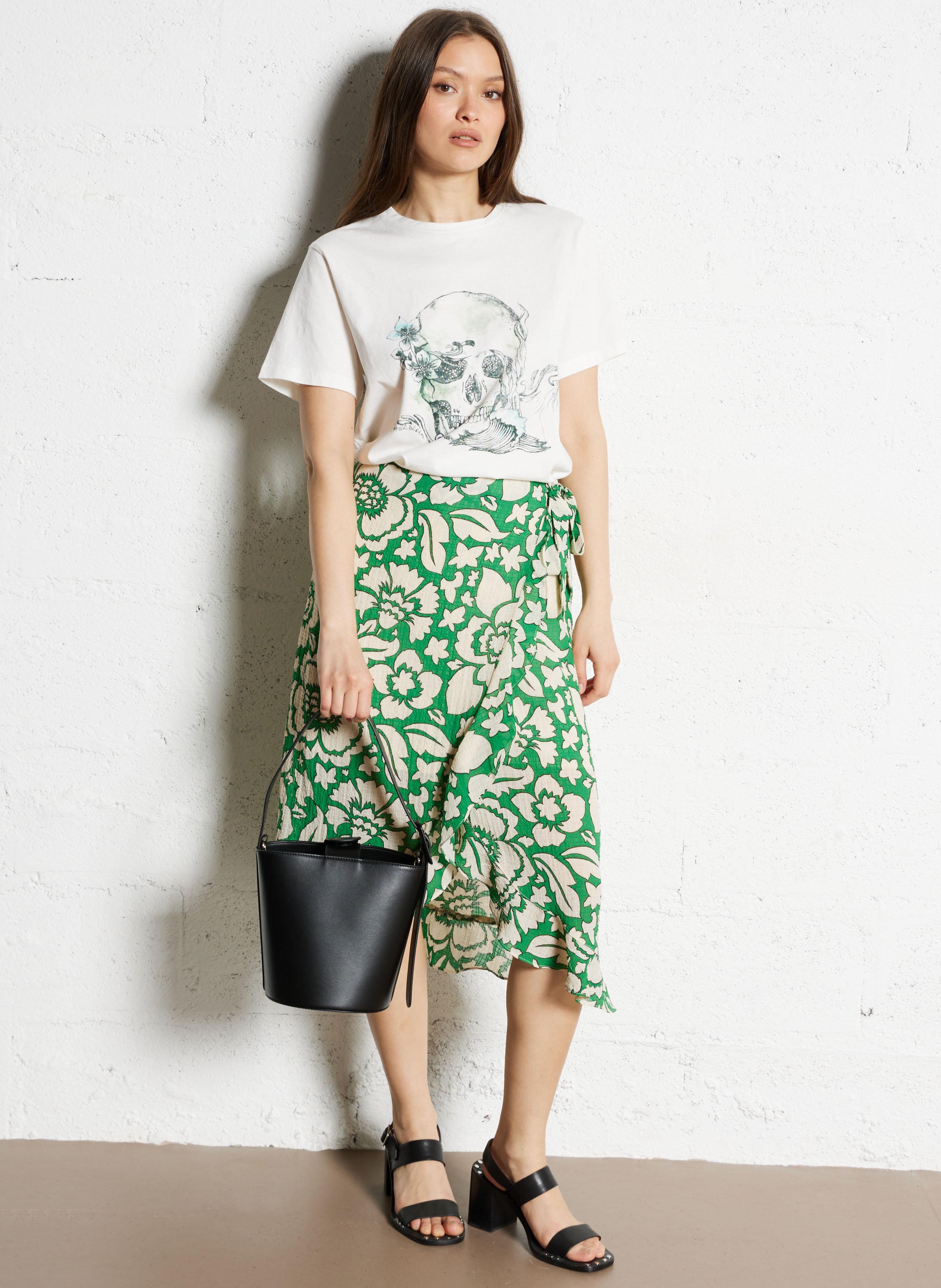 Einfarbige Handtasche aus Leder SAISON 1865 Schwarz