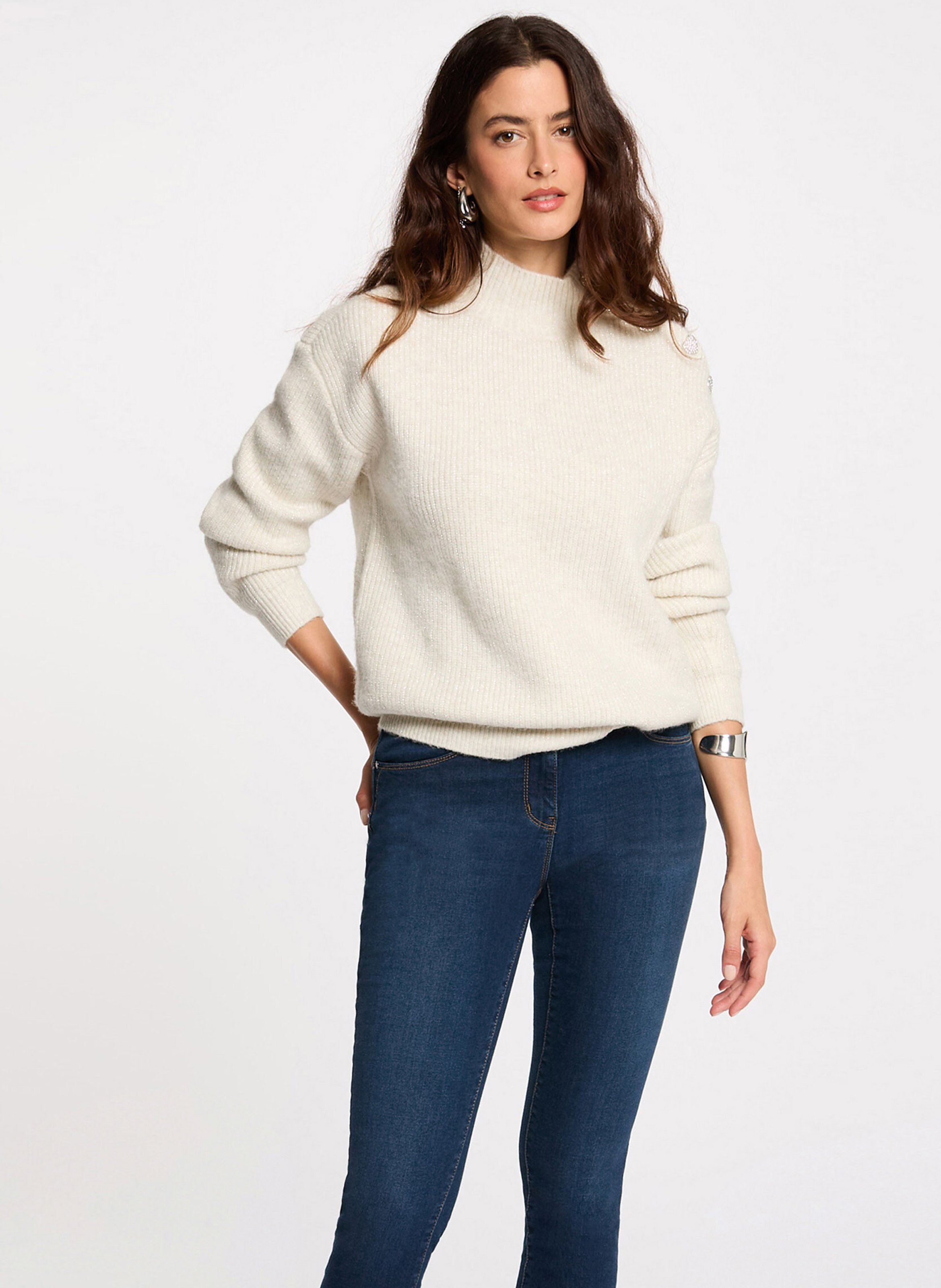 Straight-cut high-neck sweater MORGAN Beige