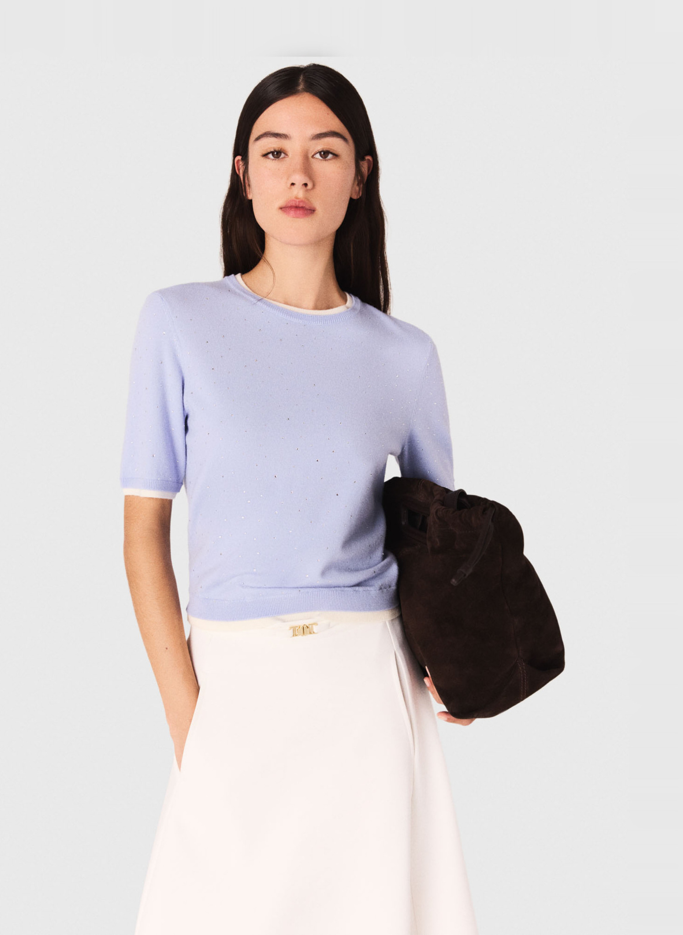 Pull col rond en laine mélangée MAJE