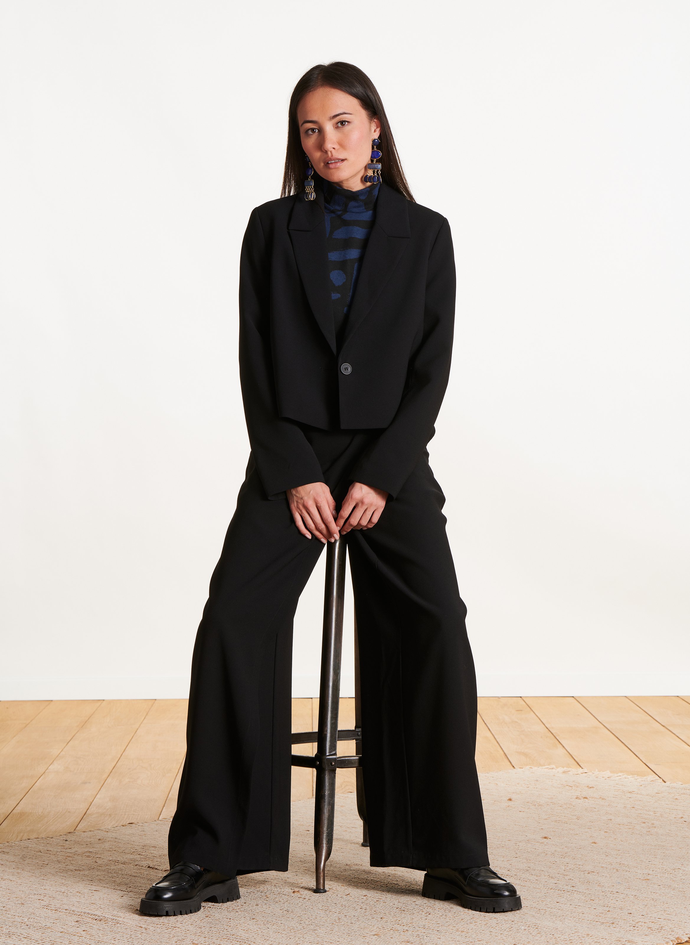Cropped suit jacket LA FEE MARABOUTEE Black