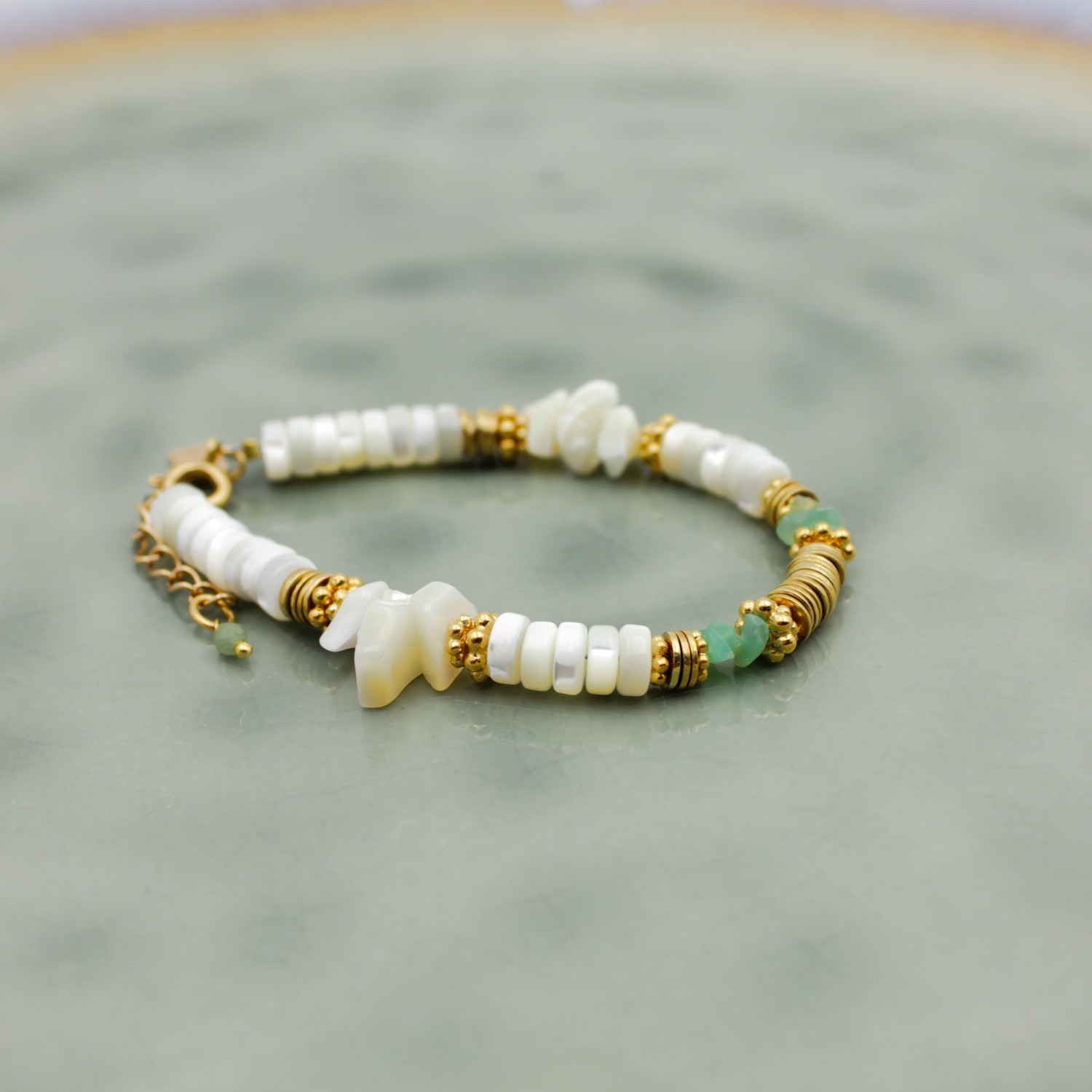 Heishi and Crunches Bracelet - Eve L'ATELIER DES DAMES Golden