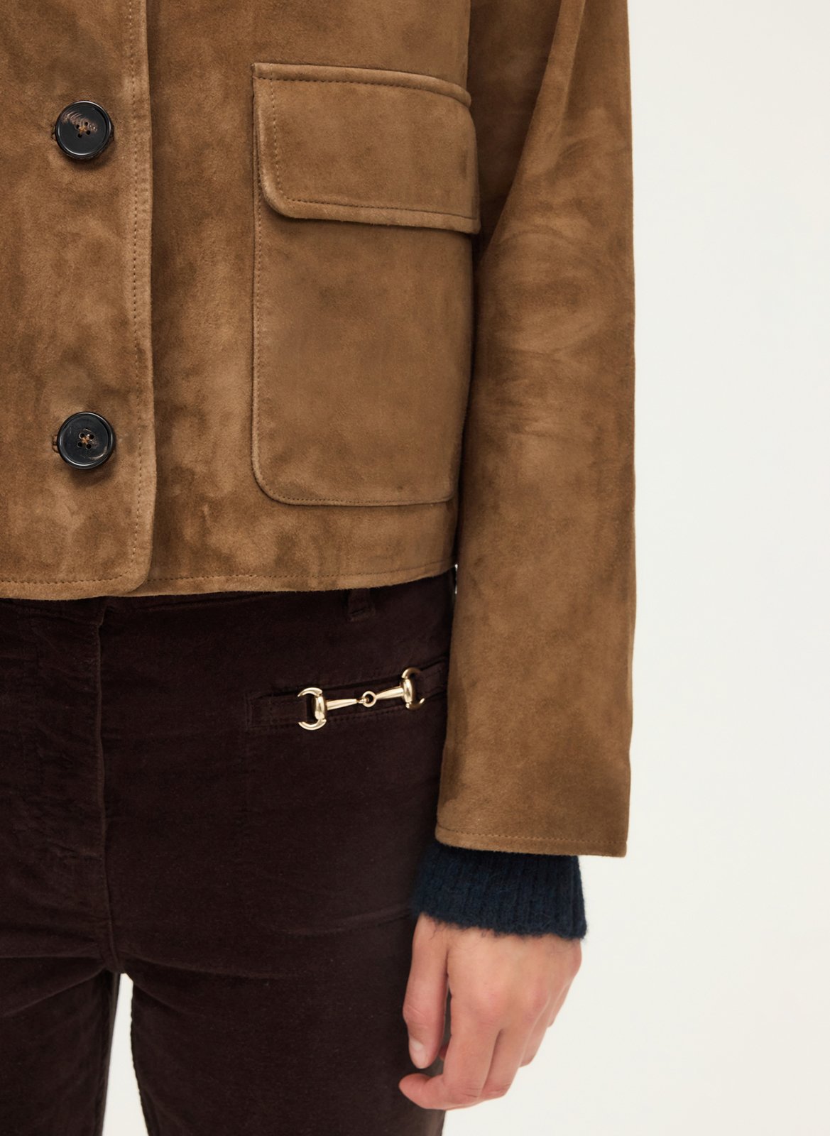 Straight suede leather jacket PABLO Brown