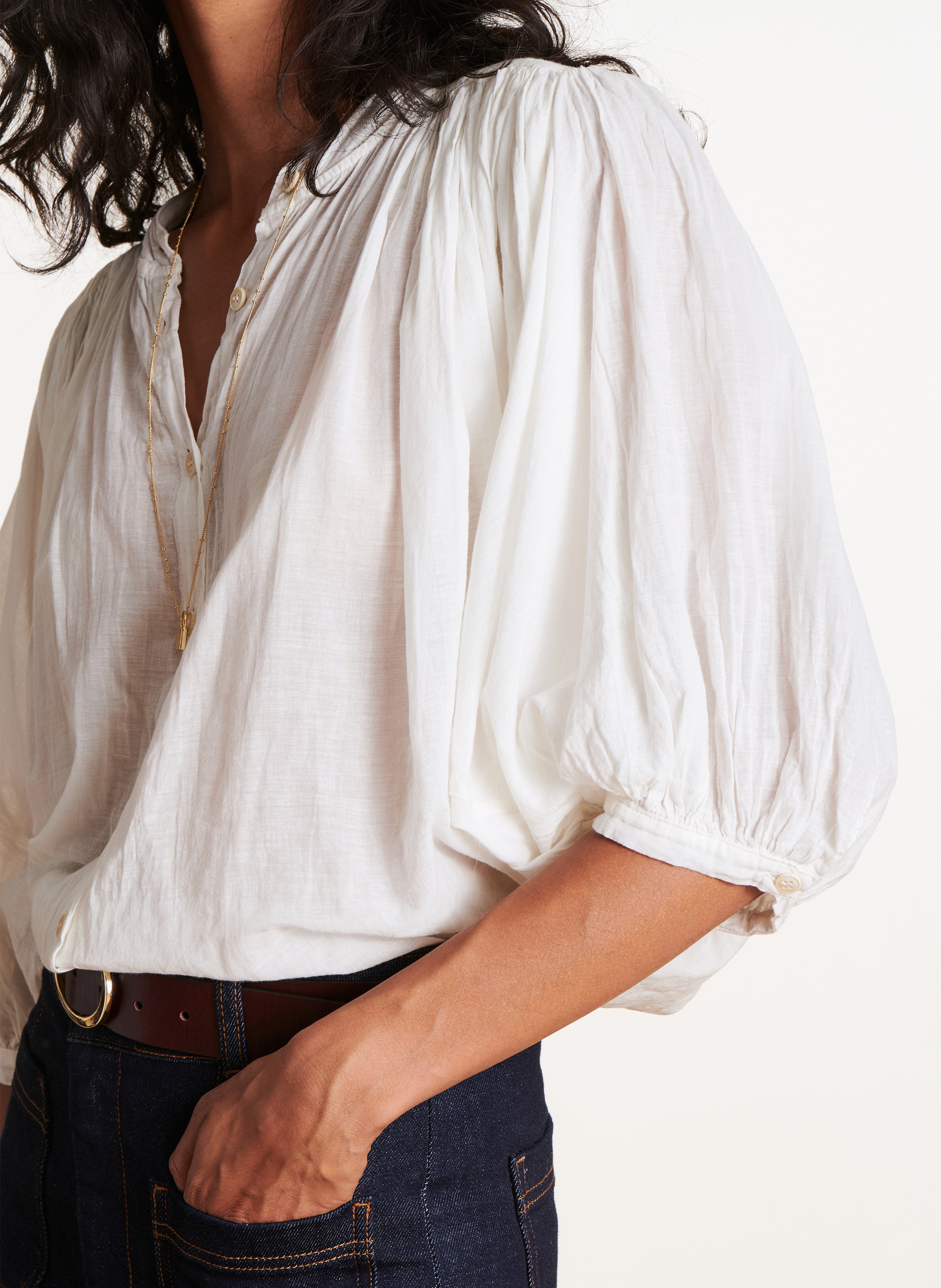 Chemise oversize en coton LA FEE MARABOUTEE Blanc