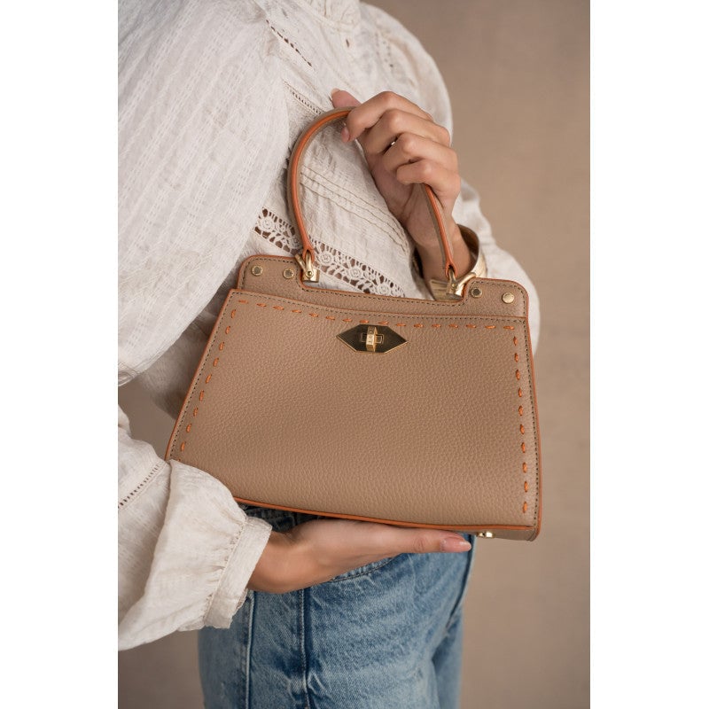 Handbag - cowhide leather POURCHET Brown