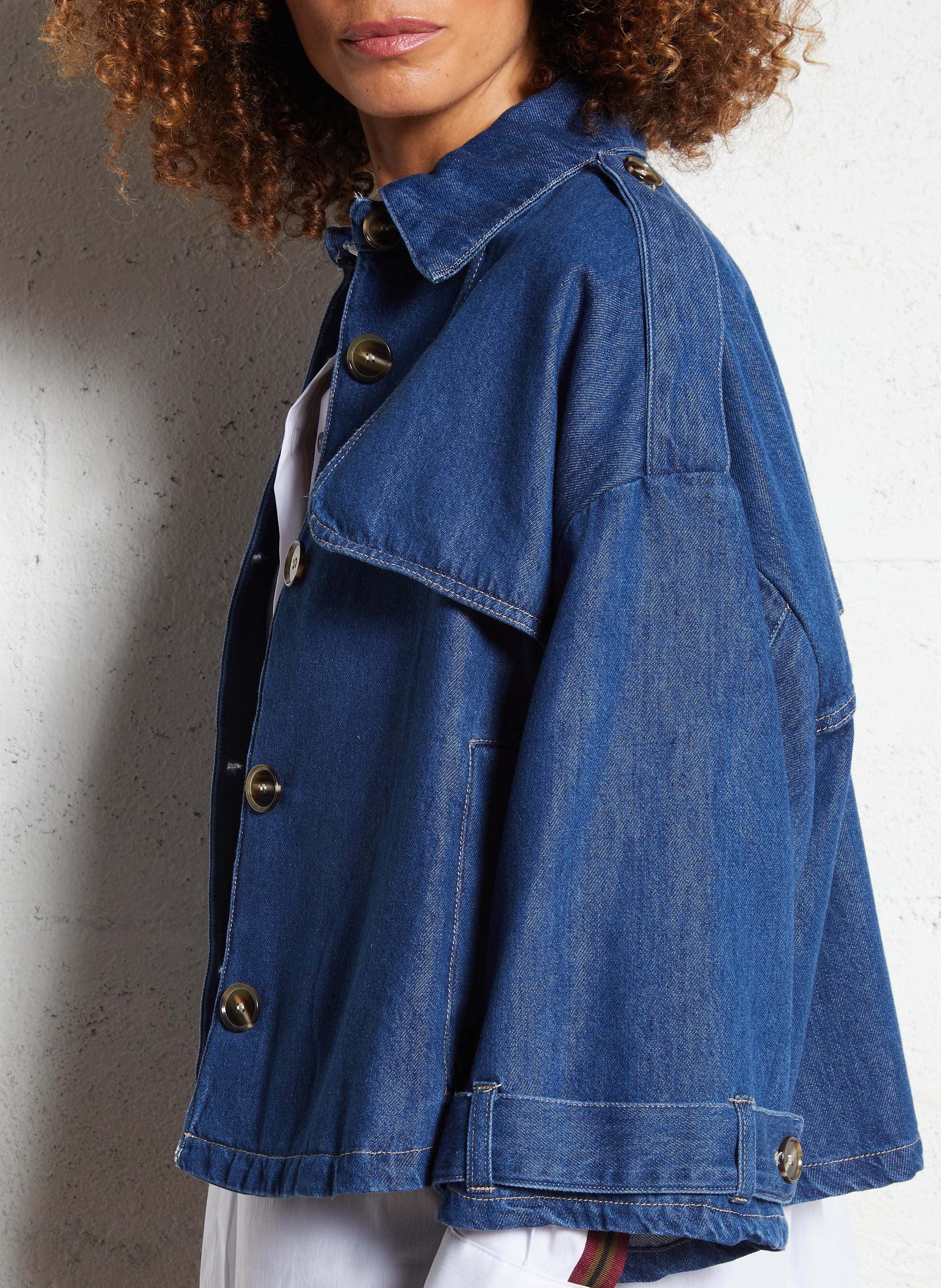 Veste trench ample en denim PLEASE Bleu