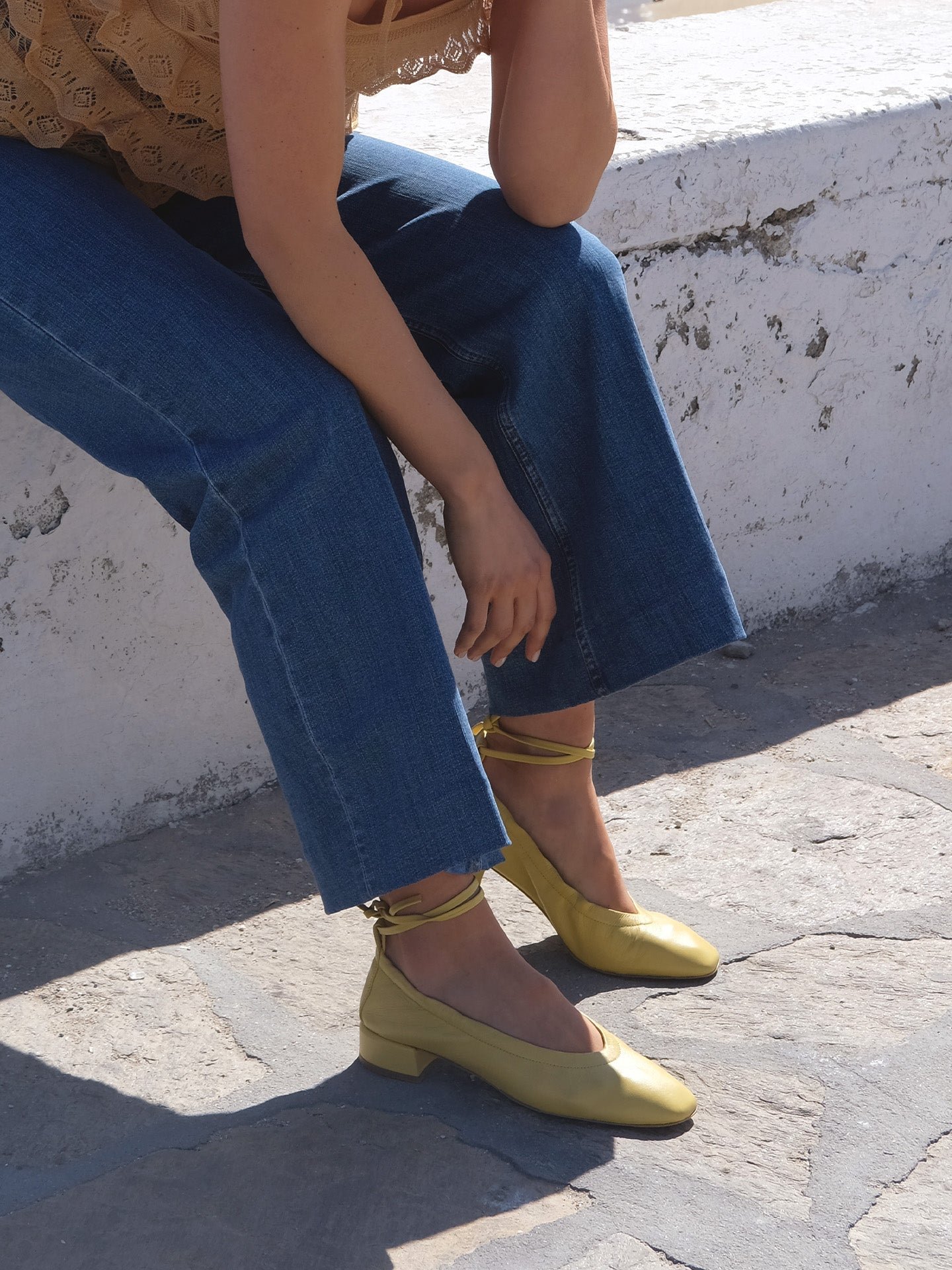 Nappa leather ballet flats EMZI PARIS Yellow