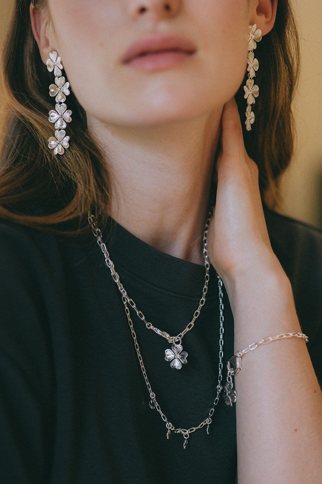 Gold-plated clover necklace MONSIEUR SIMONE Silver