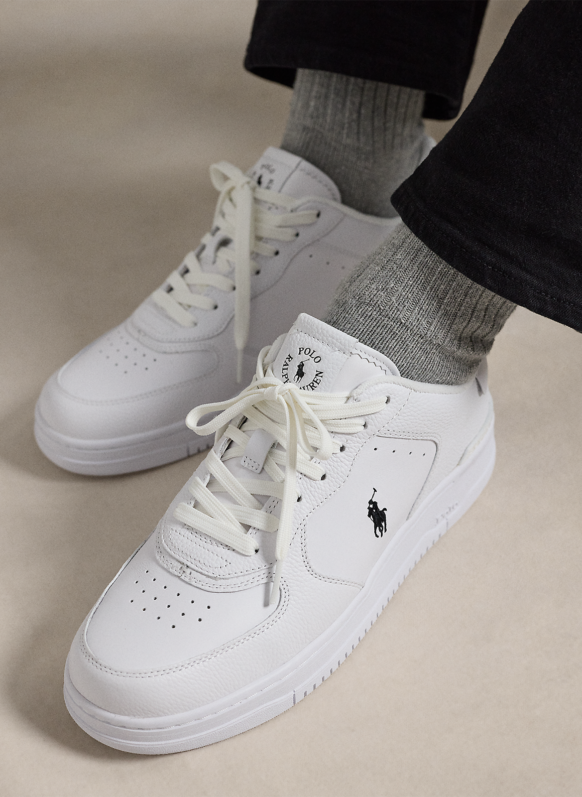 Lage, gedeeltelijk leren sneakers POLO RALPH LAUREN Wit