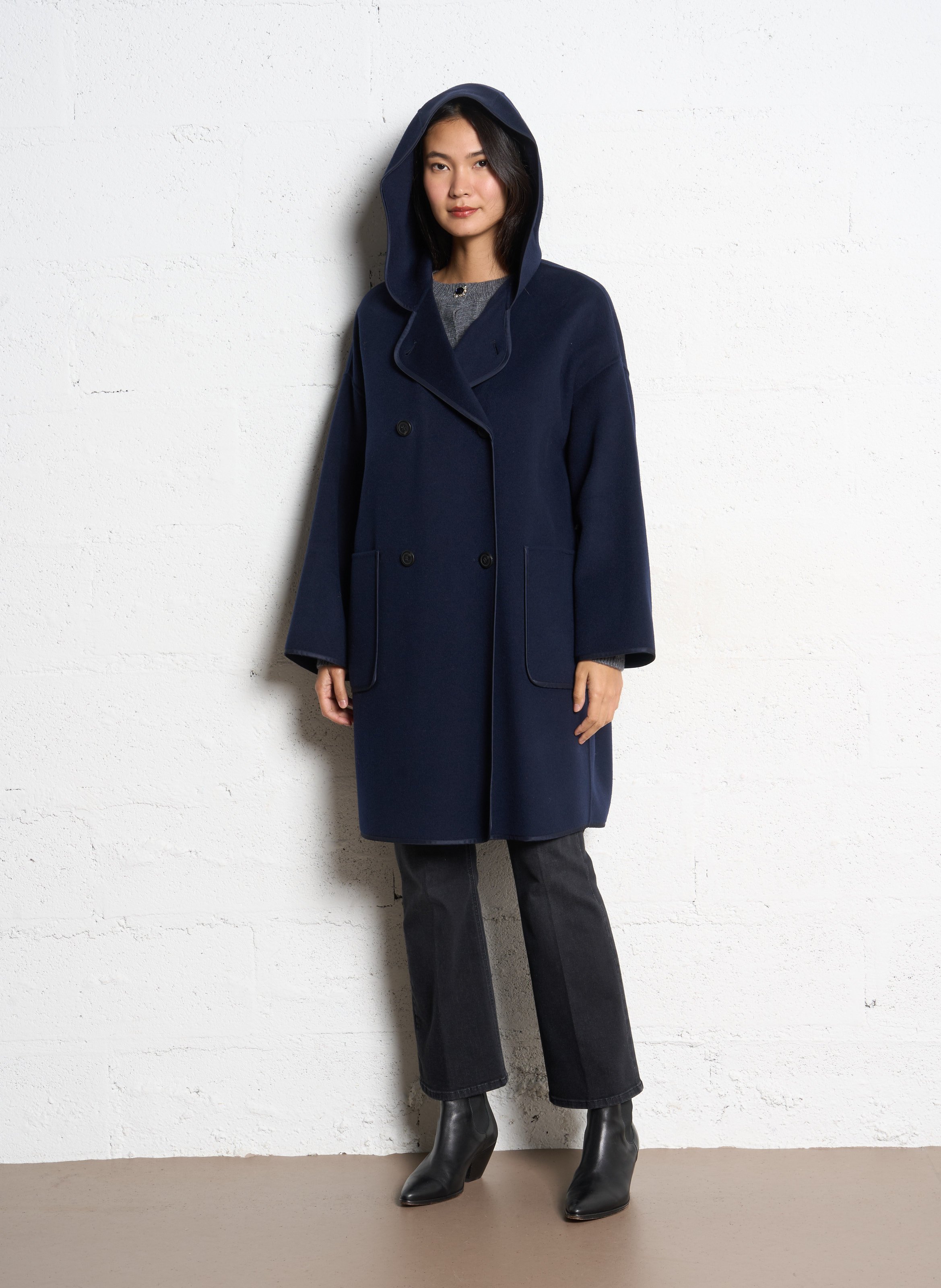 Solid wool mid-length coat MAX MARA WEEK END Blue