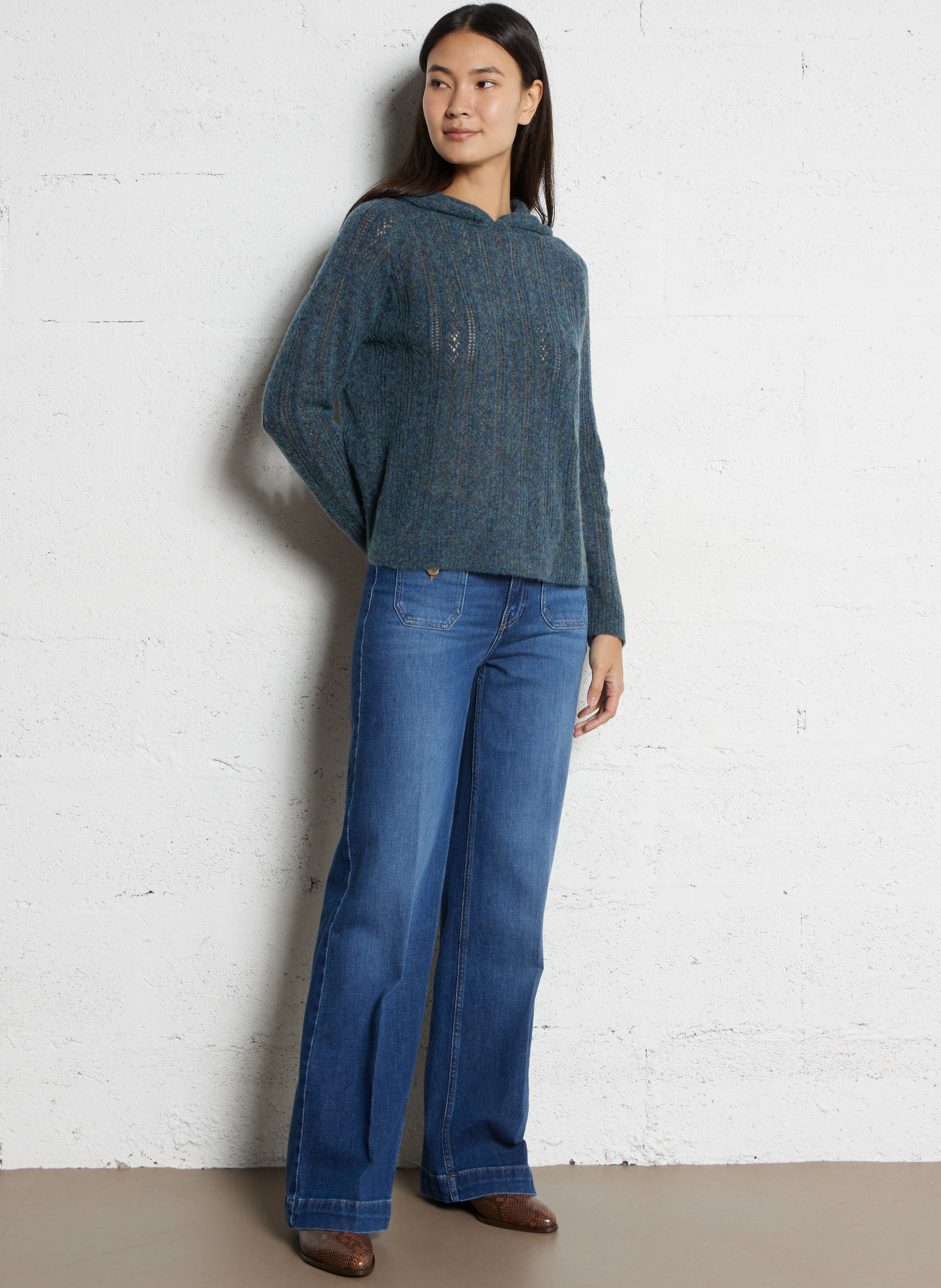 Cotton-blend wide-leg jeans MAISON 123 Blue