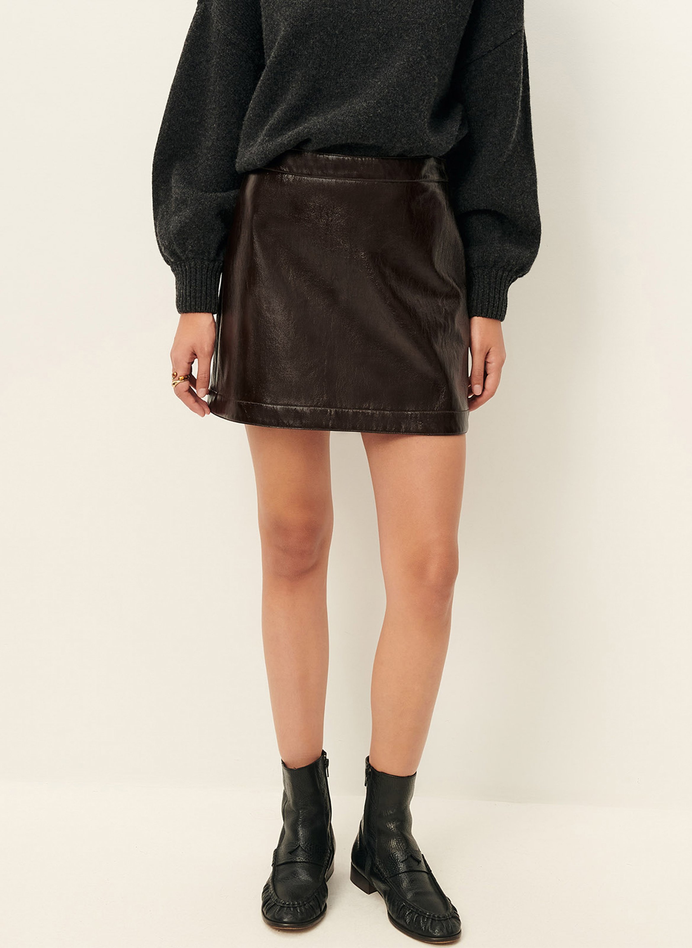Short straight skirt SESSUN Brown