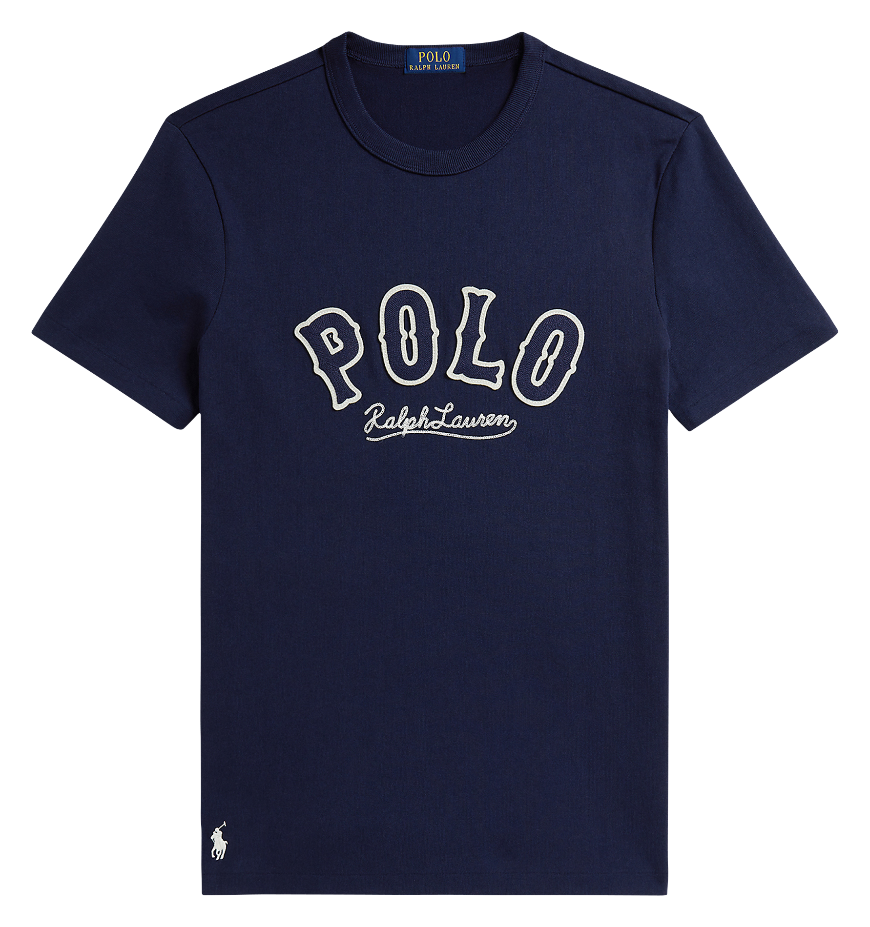 Tee-shirt droit brodé en coton POLO RALPH LAUREN Bleu