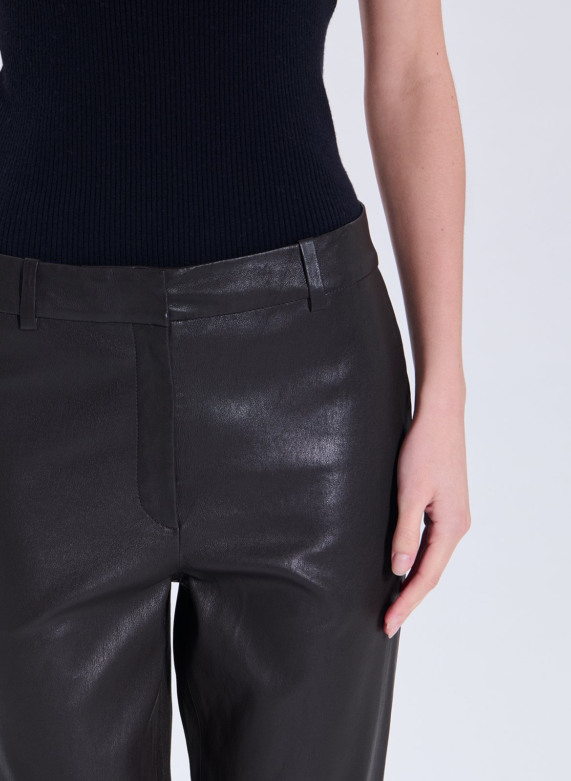 Straight leather pants ZAPA Brown