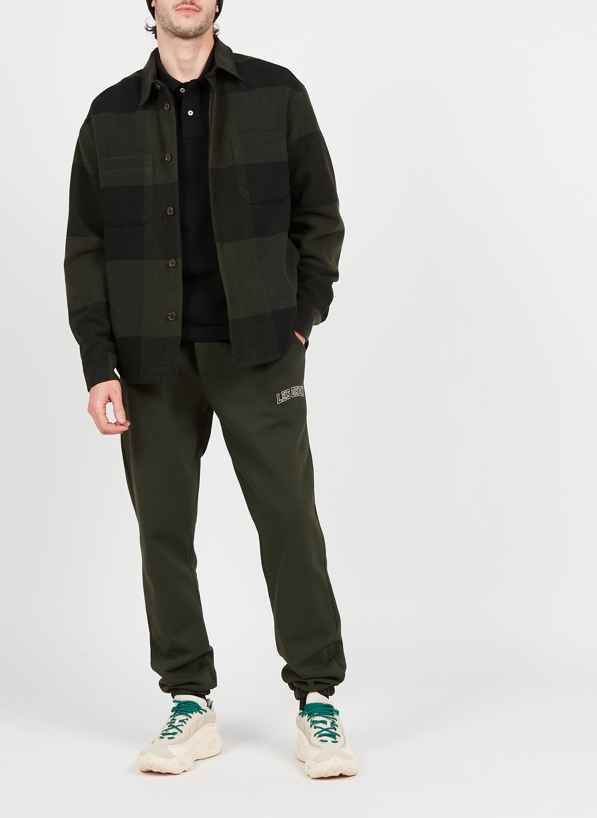 Veste chemise col classique rayée en coton mélangé  LES DEUX Vert