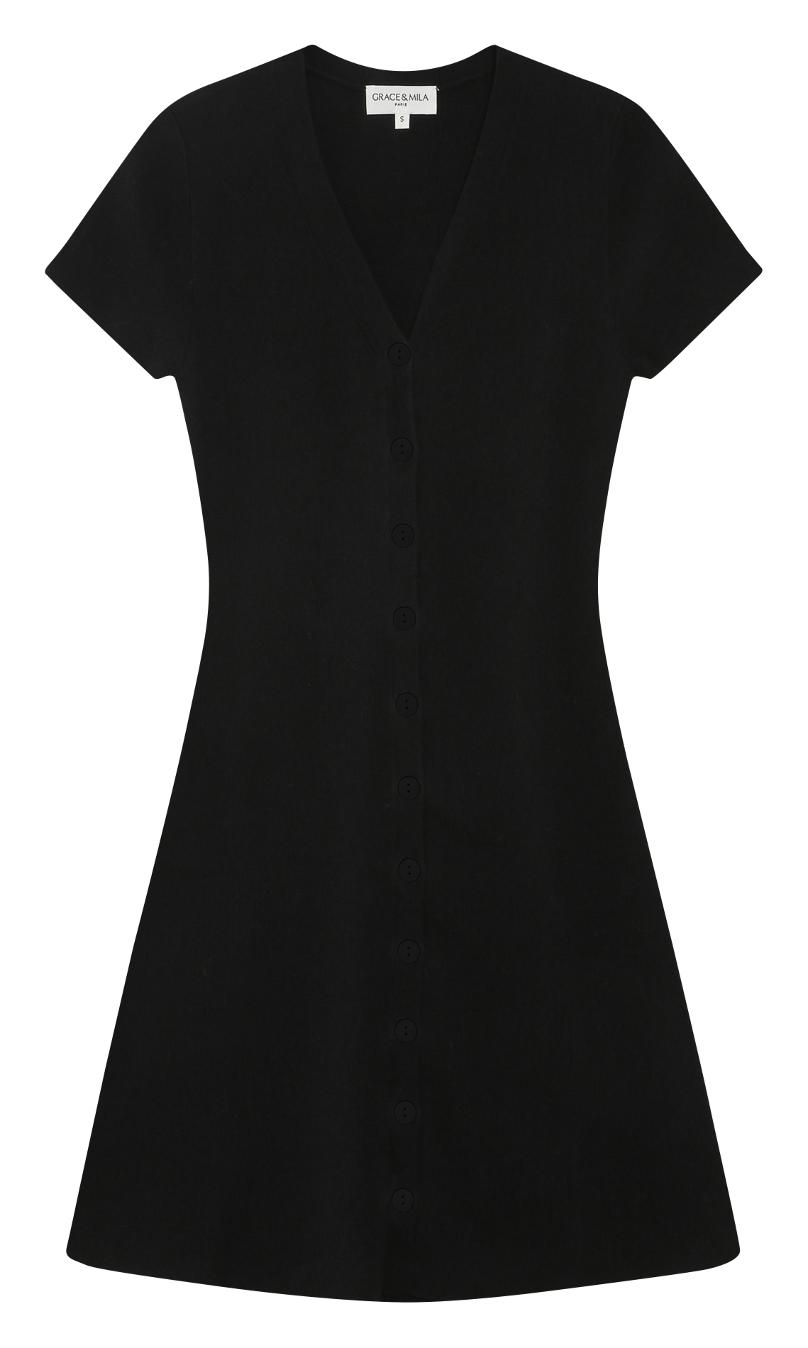 Robe courte ajustée unie GRACE ET MILA Noir