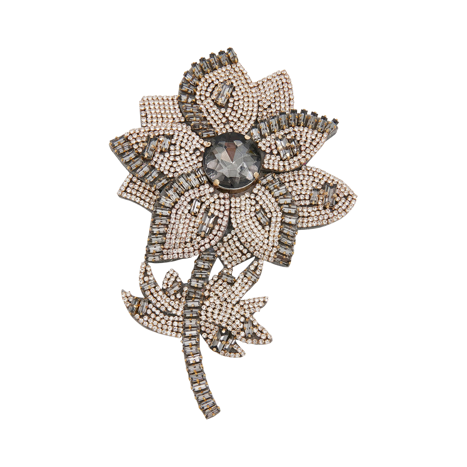 Broche Blumen mit Strass ESSENTIEL ANTWERP Grau