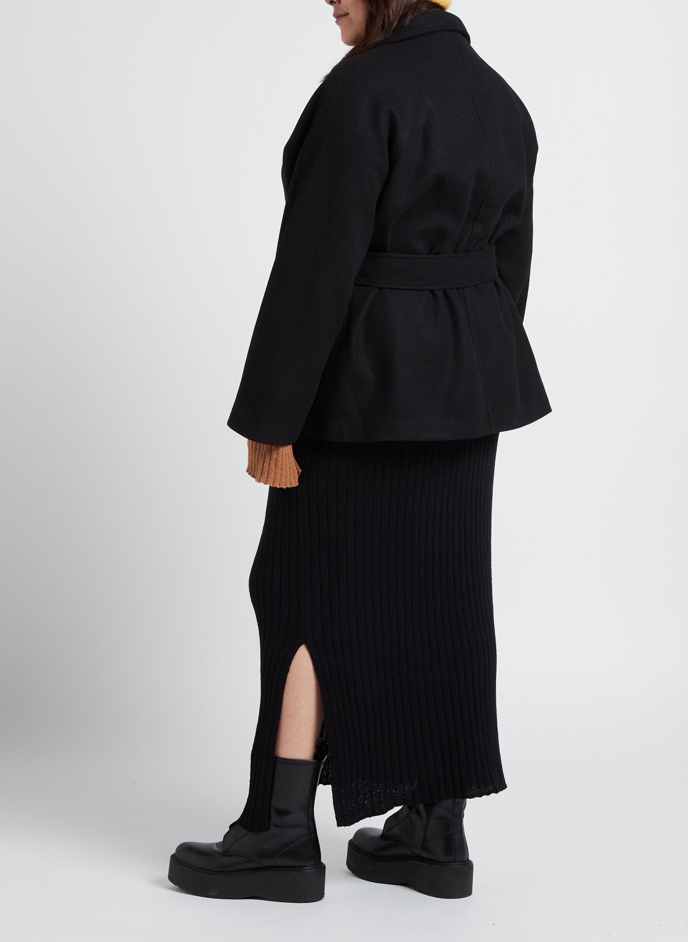 Cotton-blend midi skirt GINA TRICOT Black