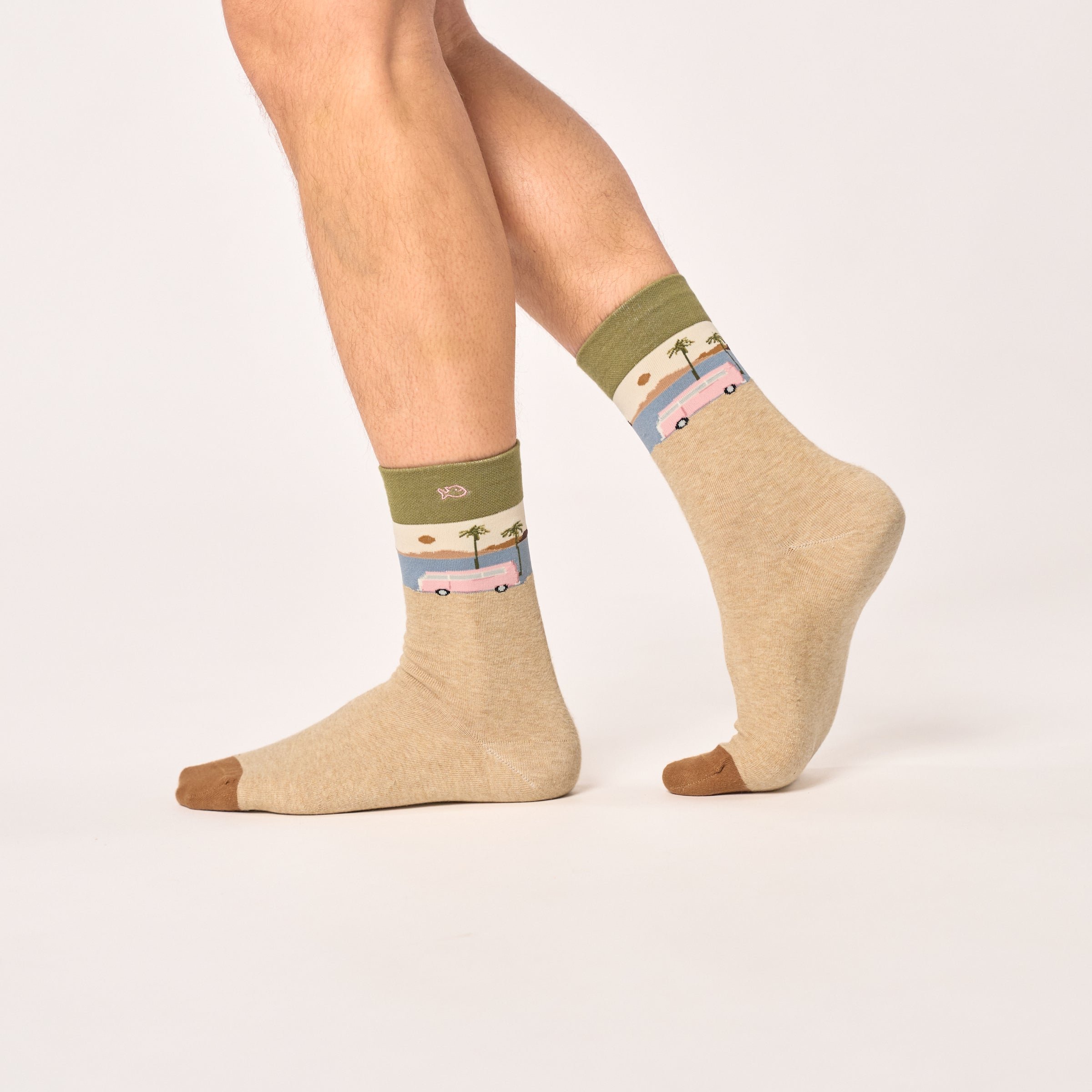 Combed Cotton Socks with Patterns BILLYBELT Beige