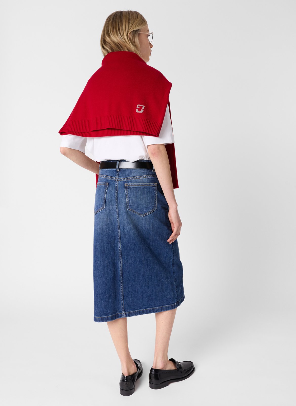 Midi-Rock aus einfarbigem Denim GERARD DAREL Blau