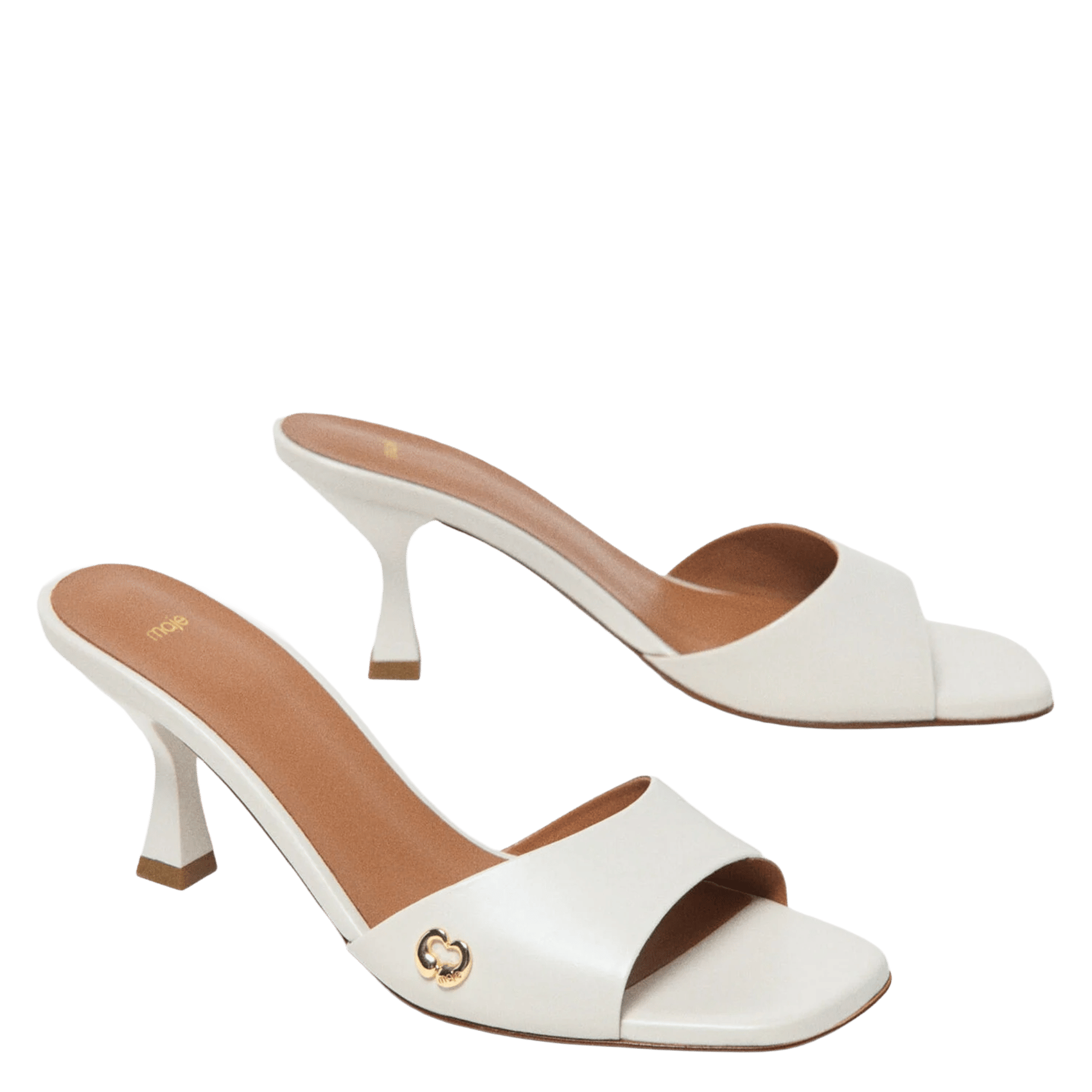 Mules à talons en cuir MAJE Blanc